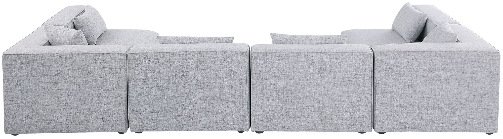 Cube 144" 6-Piece Linen Fabric Modular Corner U-Shape Sectional