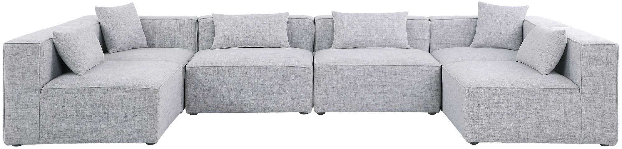 Cube 144" 6-Piece Linen Fabric Modular Corner U-Shape Sectional