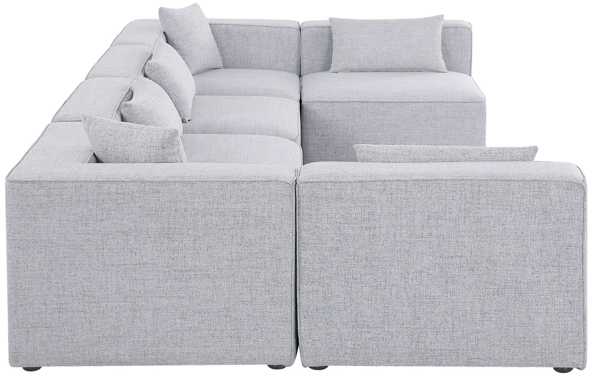 Cube 144" 6-Piece Linen Fabric Modular Corner U-Shape Sectional