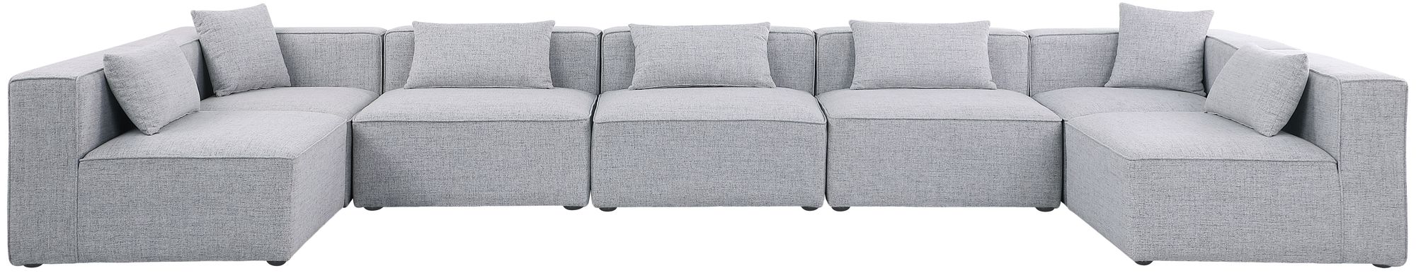 Cube 180" 7-Piece Linen Fabric Modular Sectional