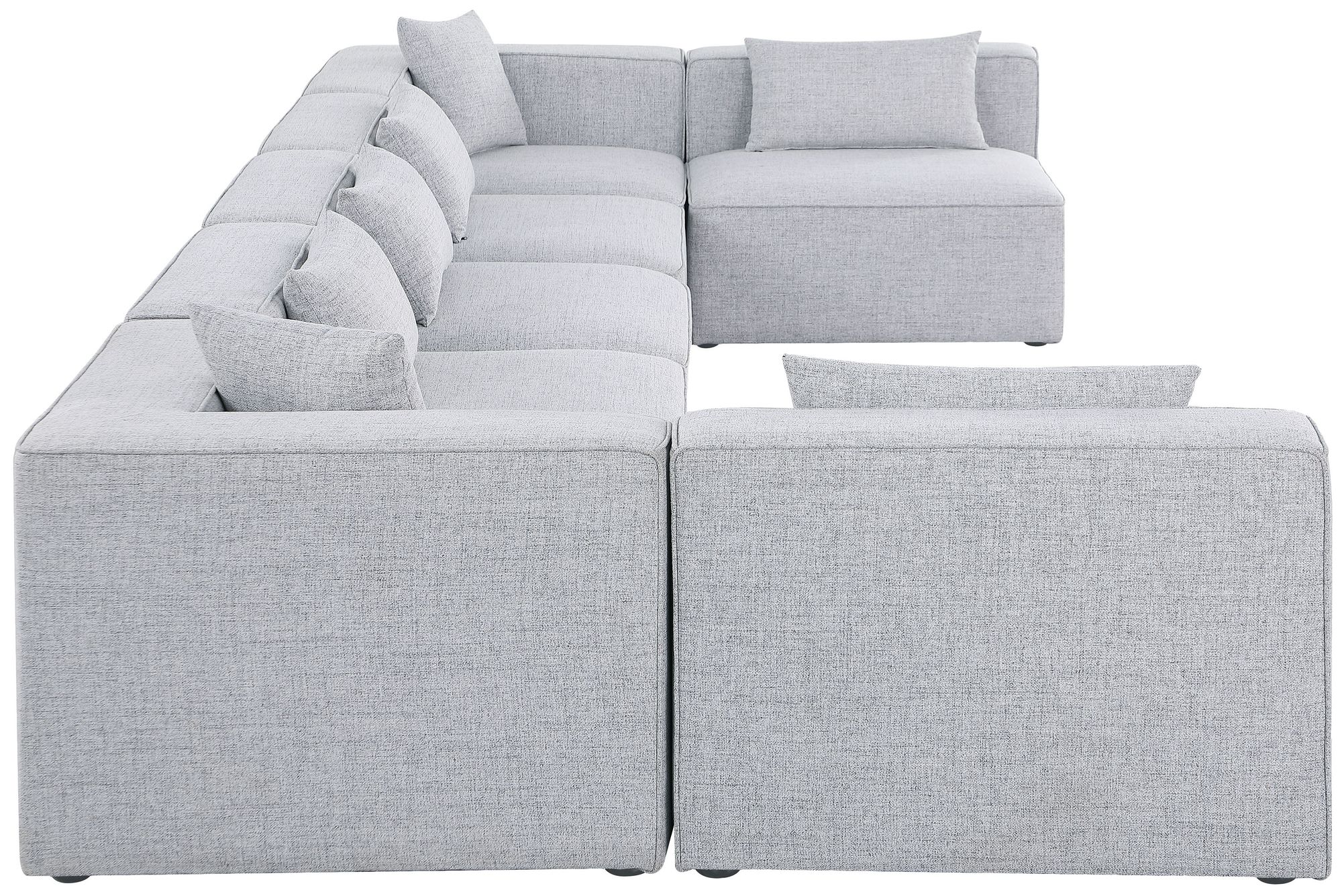 Cube 180" 7-Piece Linen Fabric Modular Sectional