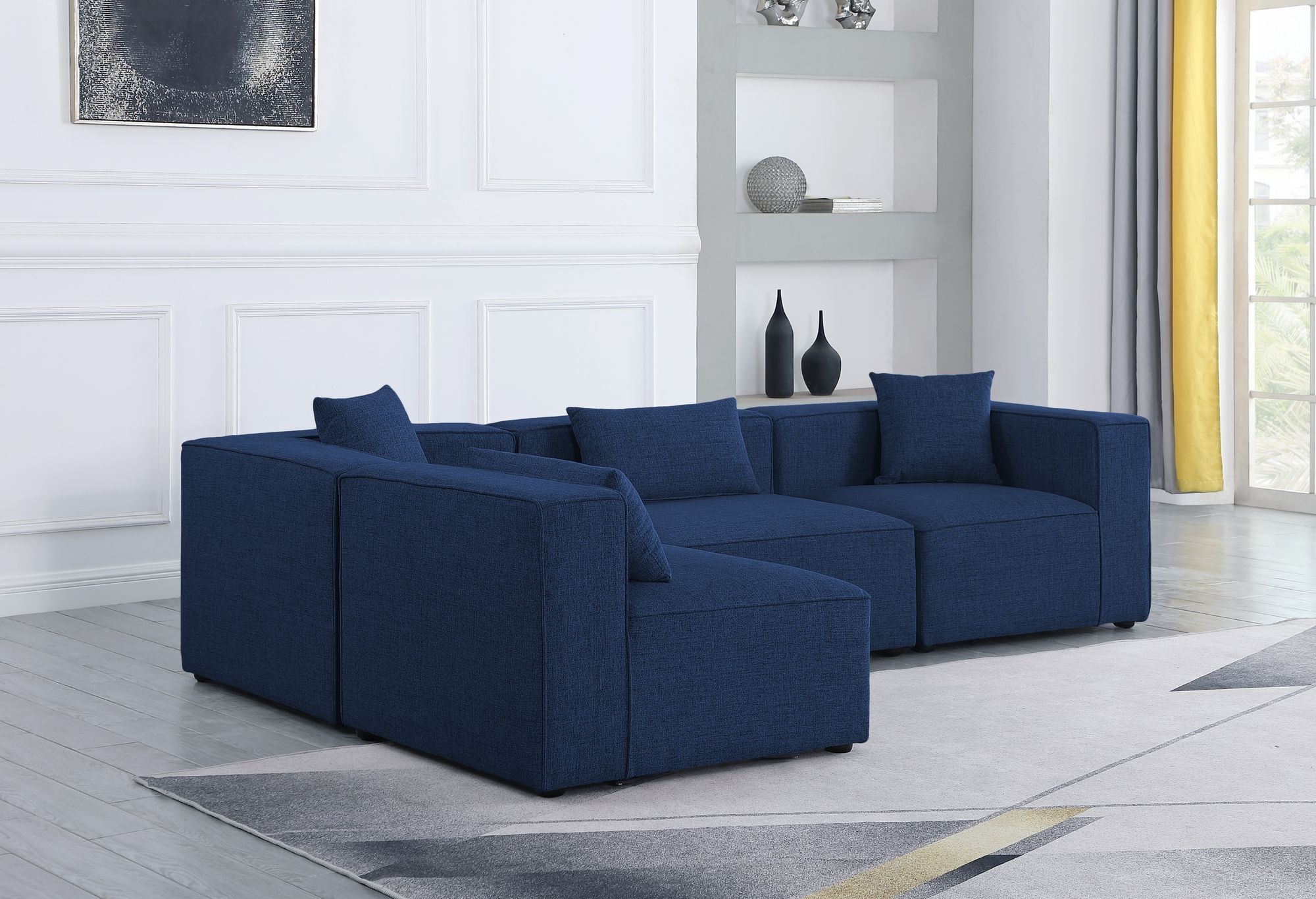 Cube 108" 4-Piece Linen Fabric Modular Corner Sectional