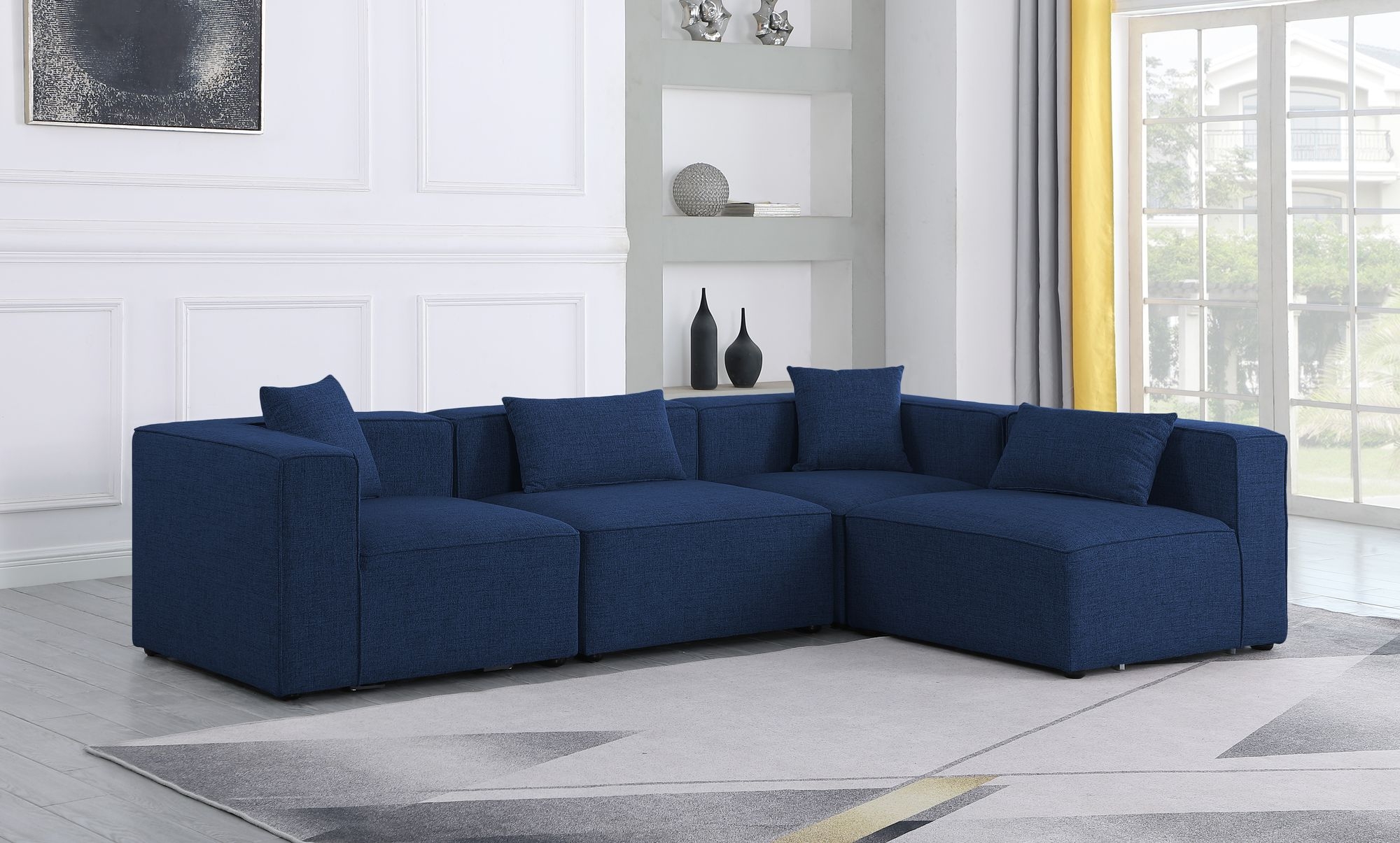 Cube 108" 4-Piece Linen Fabric Modular Corner Sectional