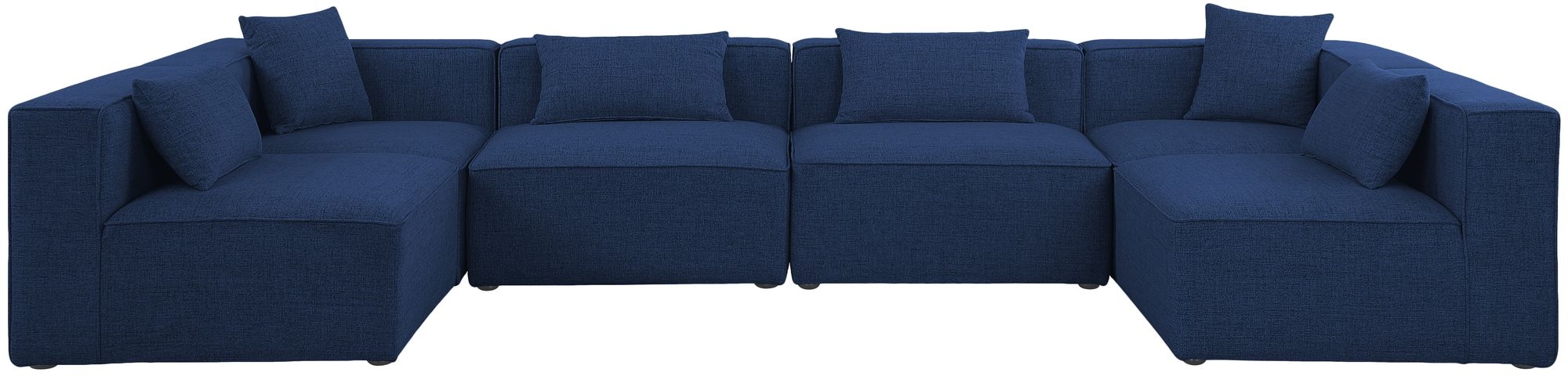 Cube 144" 6-Piece Linen Fabric Modular Corner U-Shape Sectional