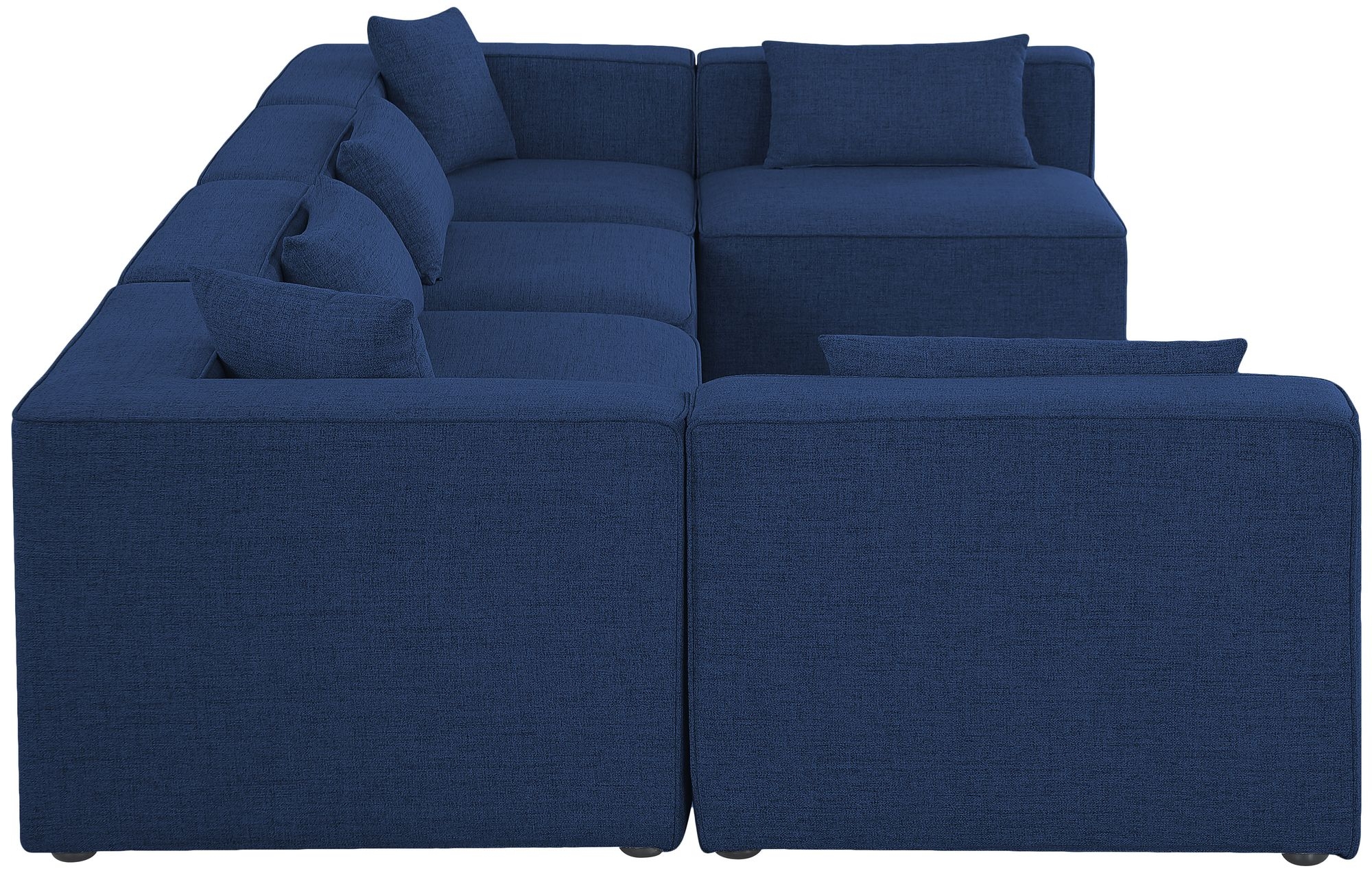 Cube 144" 6-Piece Linen Fabric Modular Corner U-Shape Sectional