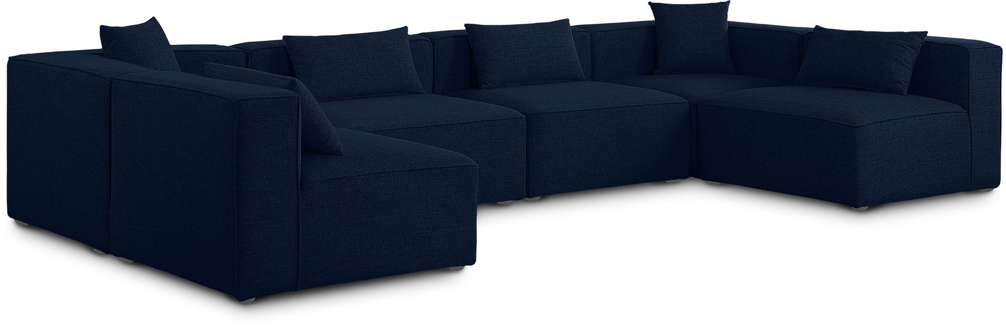Cube 144" 6-Piece Linen Fabric Modular Corner U-Shape Sectional