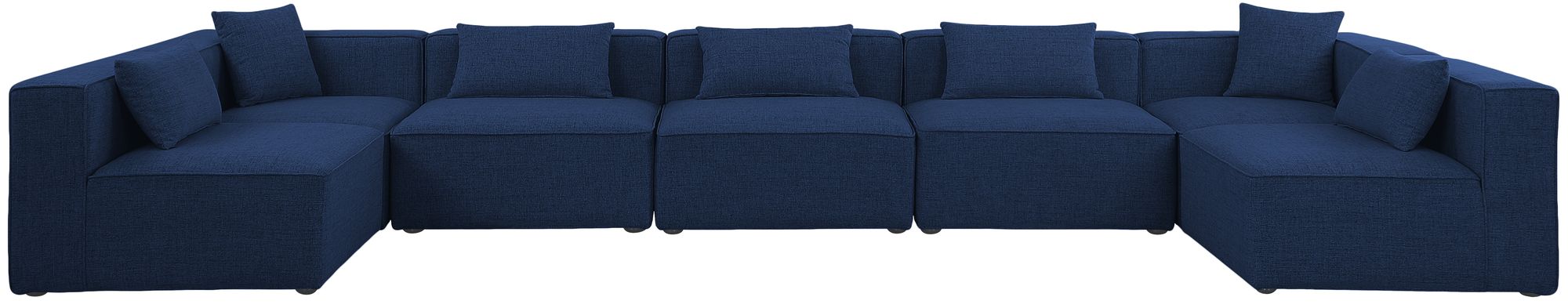 Cube 180" 7-Piece Linen Fabric Modular Sectional