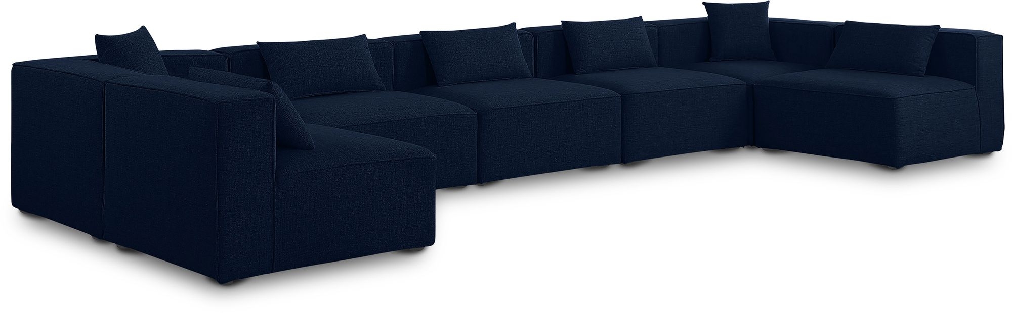 Cube 180" 7-Piece Linen Fabric Modular Sectional