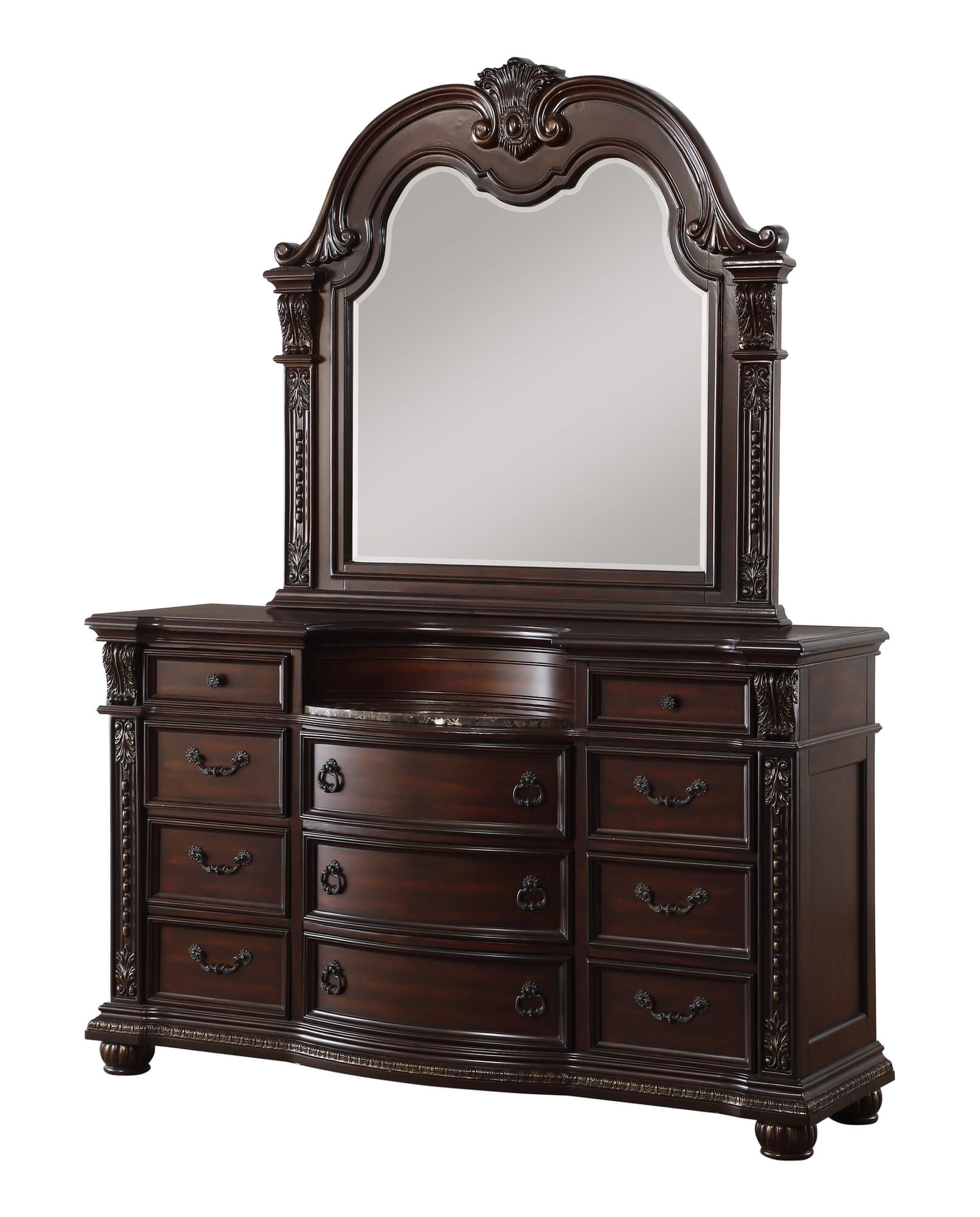 Cavalier Marble/Wood/Wood Veneer Dresser