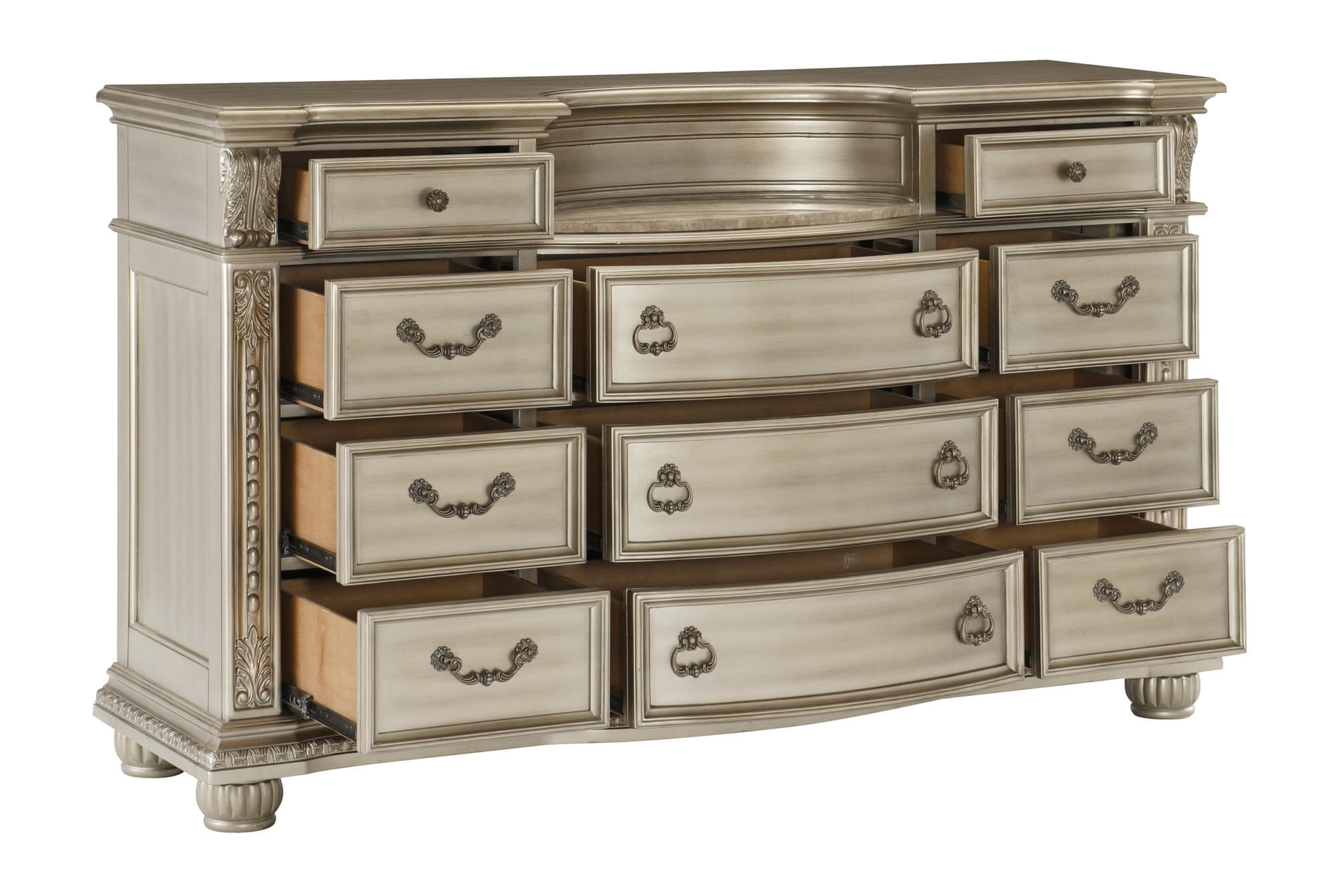 Homelegance Cavalier Silver Dresser Drawer Storage