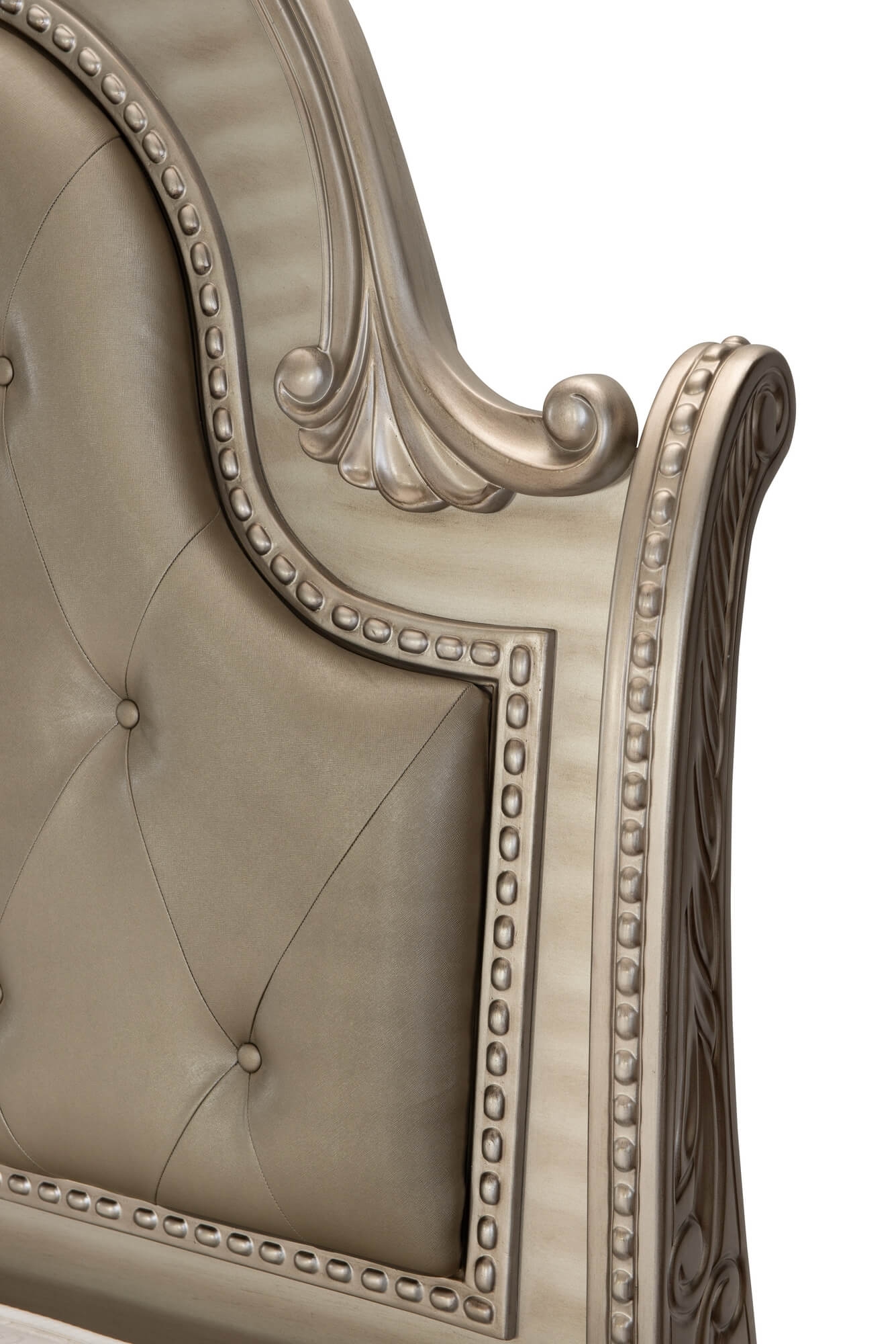 Cavalier Leatherette/Wood/Wood Veneer Tufted Sleigh Bed, California King Size