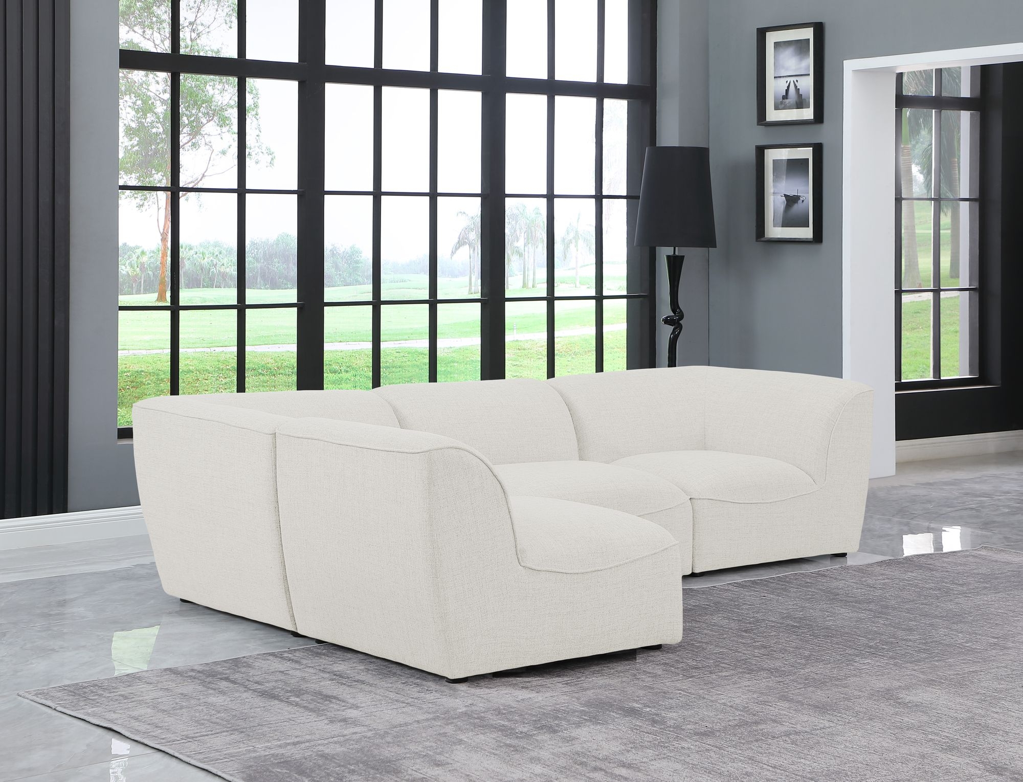Miramar 109" 4-Piece Linen Fabric Modular Corner Sectional Sofa
