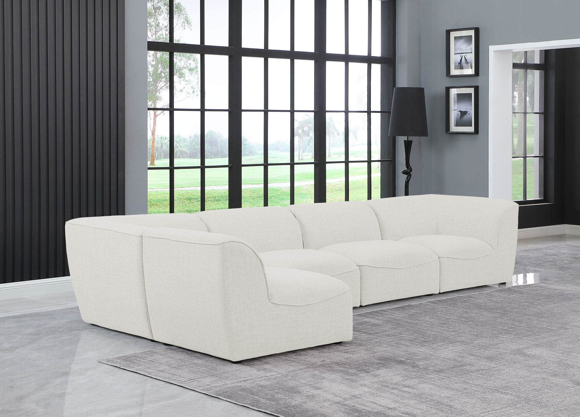 Miramar 142" 5-Piece Linen Fabric Modular Corner Sectional Sofa