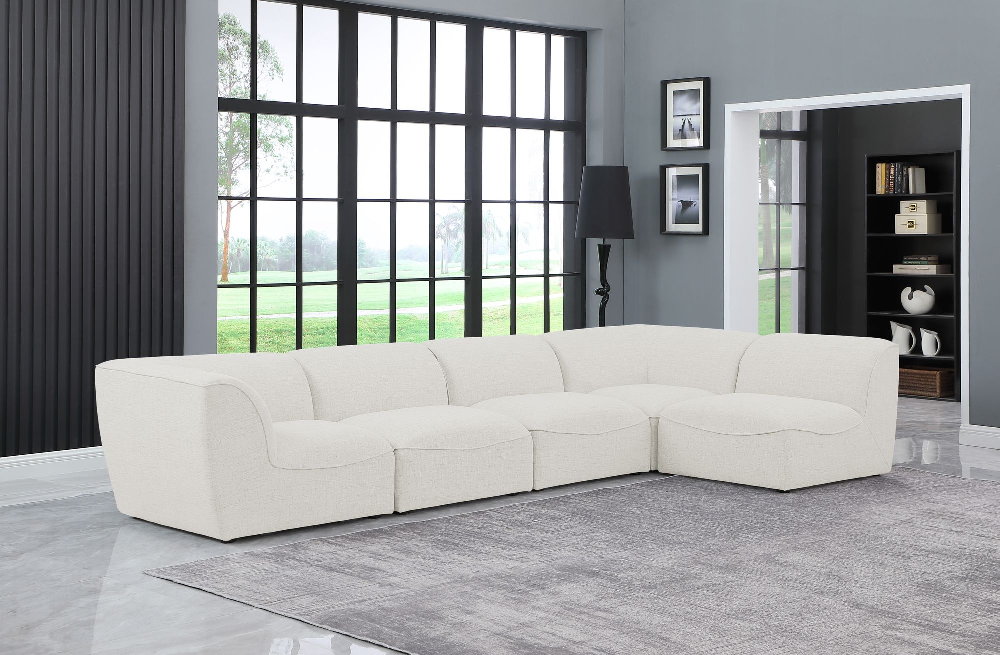 Miramar 142" 5-Piece Linen Fabric Modular Corner Sectional Sofa