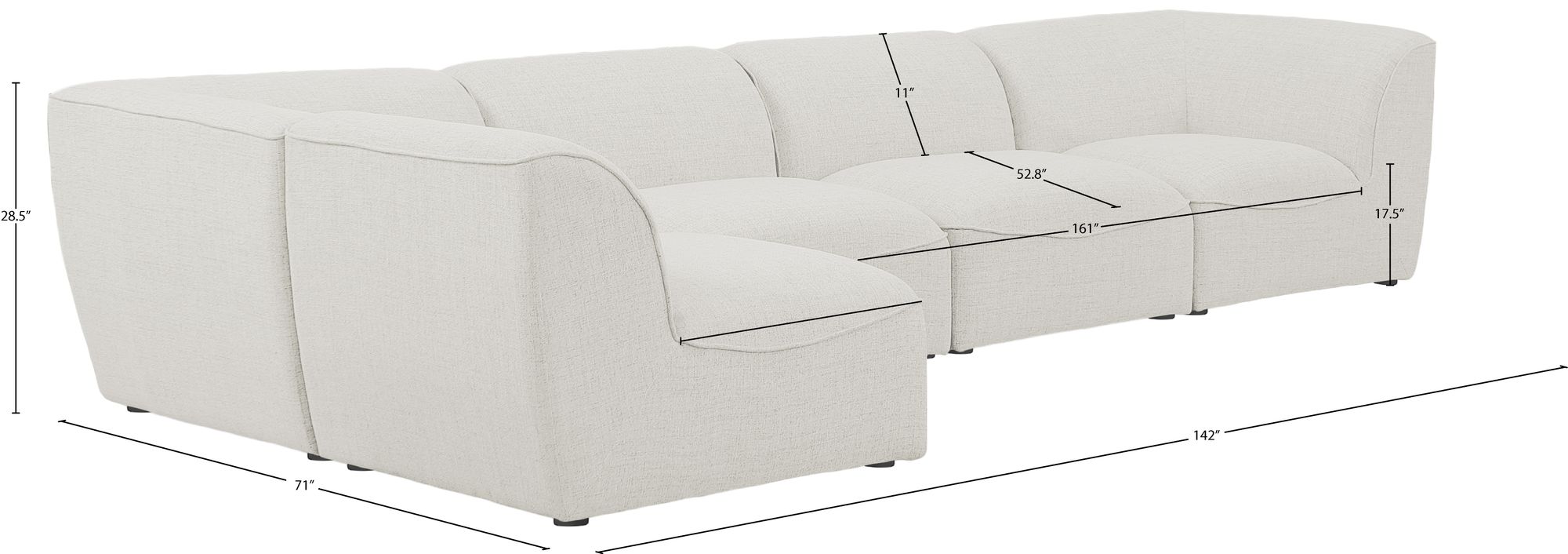 Miramar 142" 5-Piece Linen Modular Corner Sectional