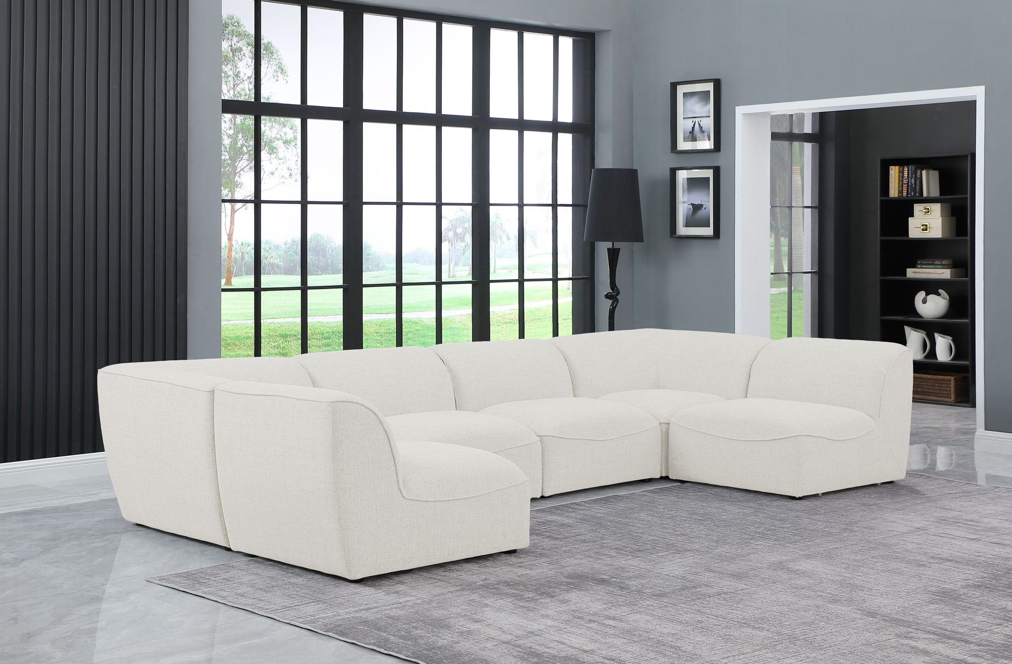 Miramar 142" 6-Piece Linen Fabric Modular U-Shape Sectional Sofa