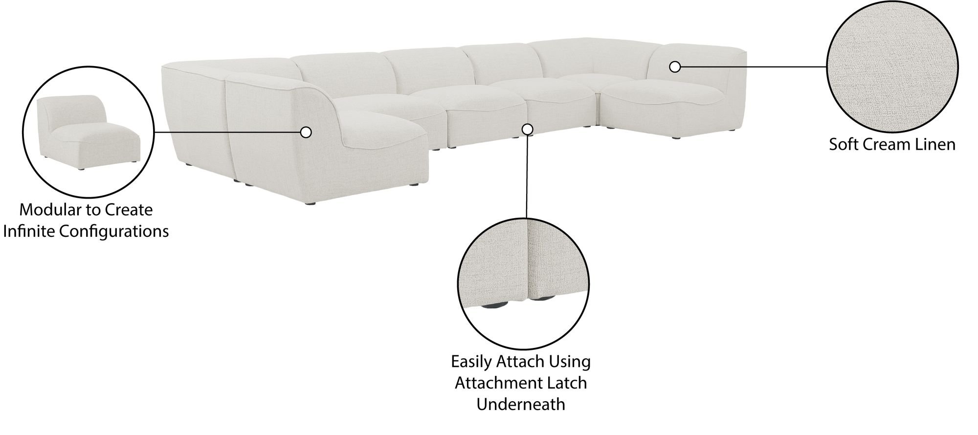 Miramar 175" 7-Piece Linen Modular Sectional