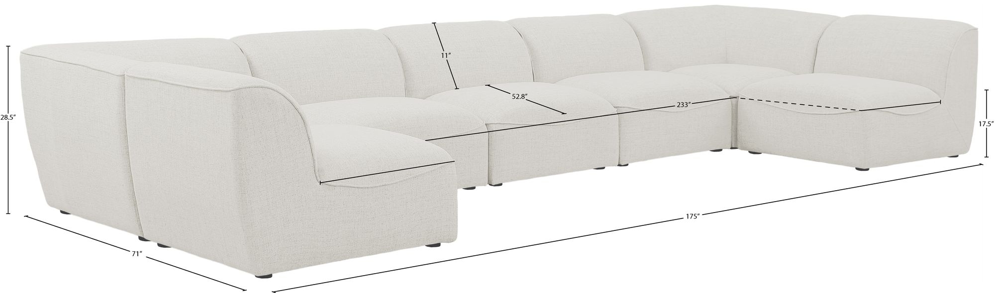 Miramar 175" 7-Piece Linen Fabric Modular Sectional Sofa