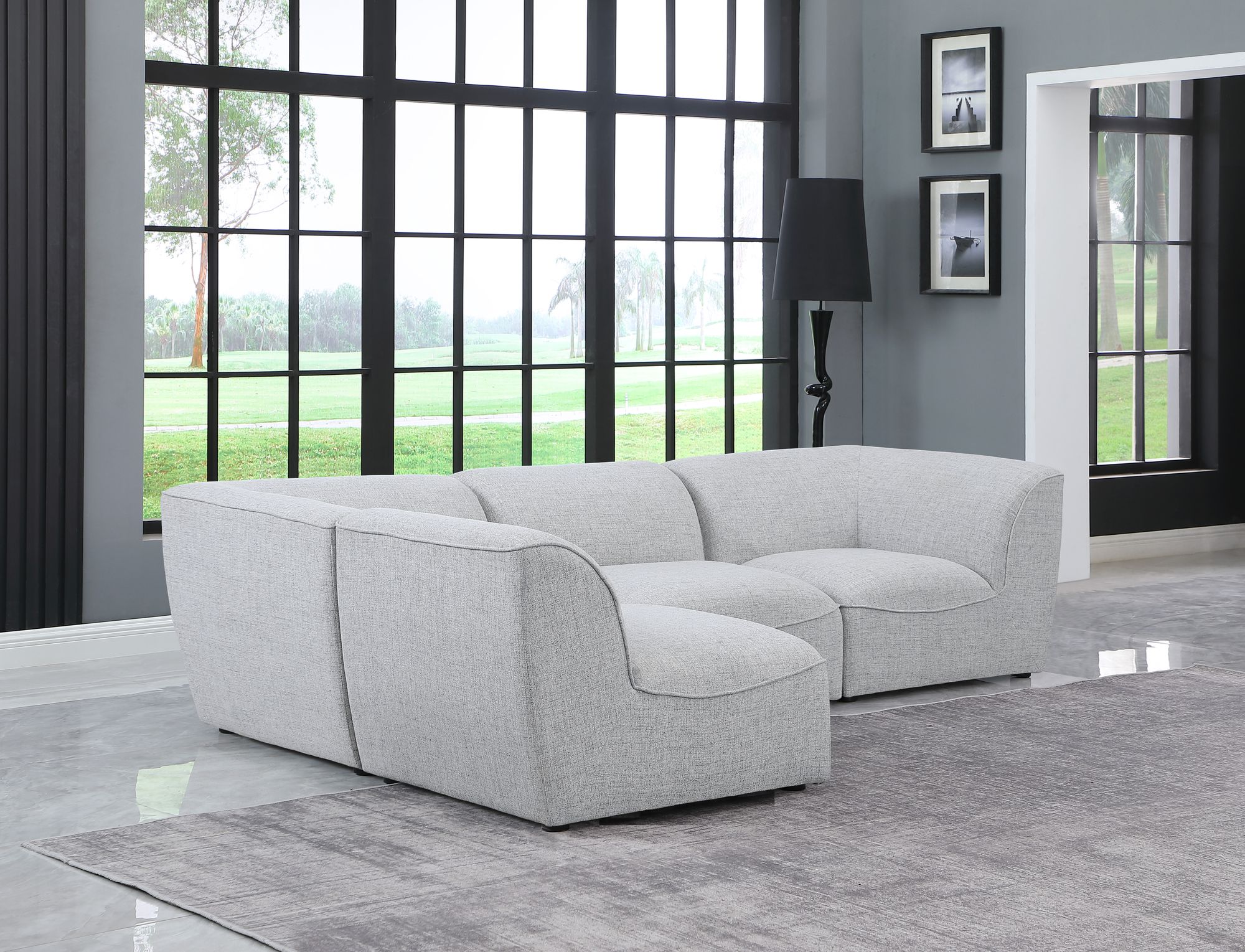 Miramar 109" 4-Piece Linen Fabric Modular Corner Sectional Sofa