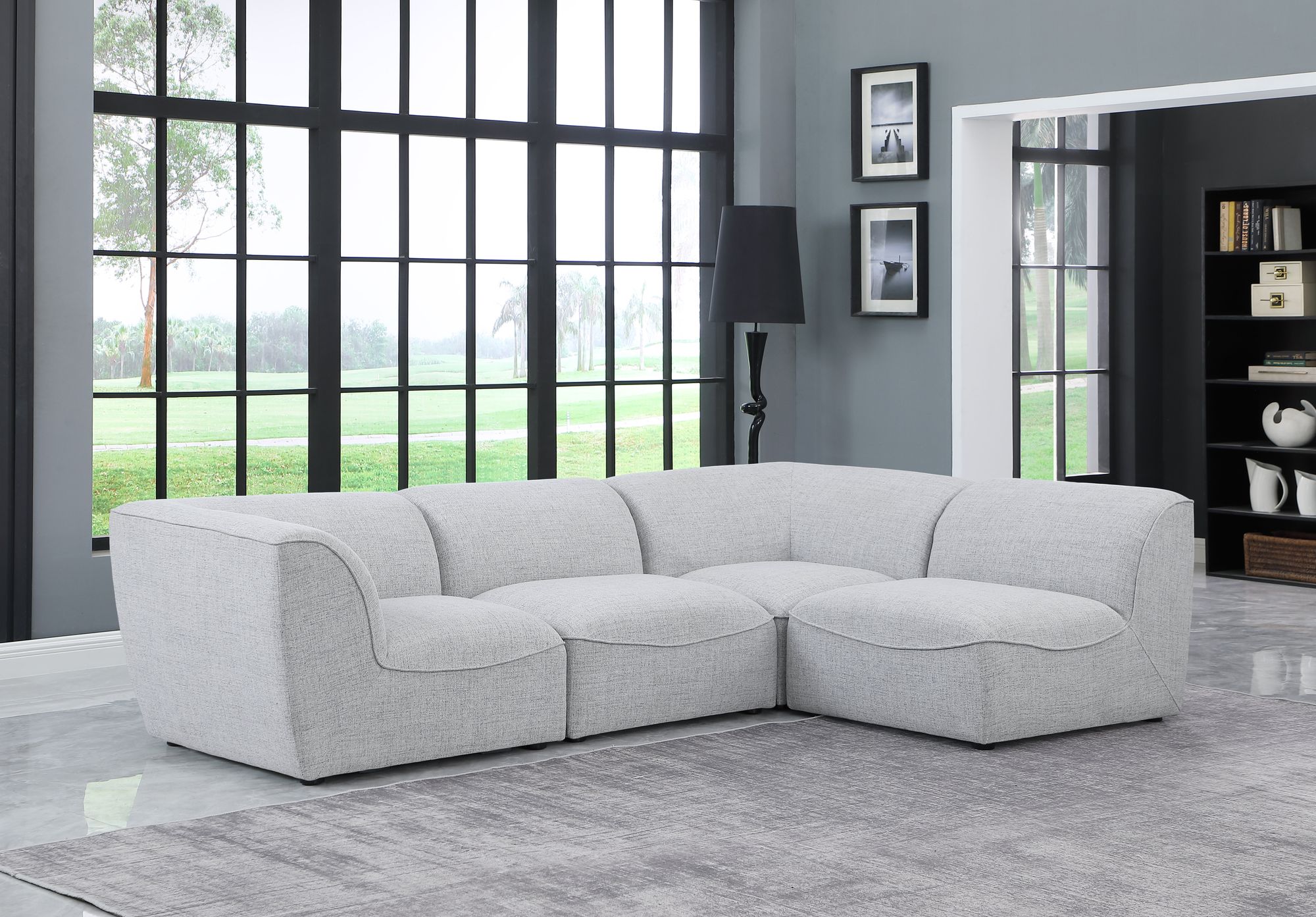 Miramar 109" 4-Piece Linen Fabric Modular Corner Sectional Sofa