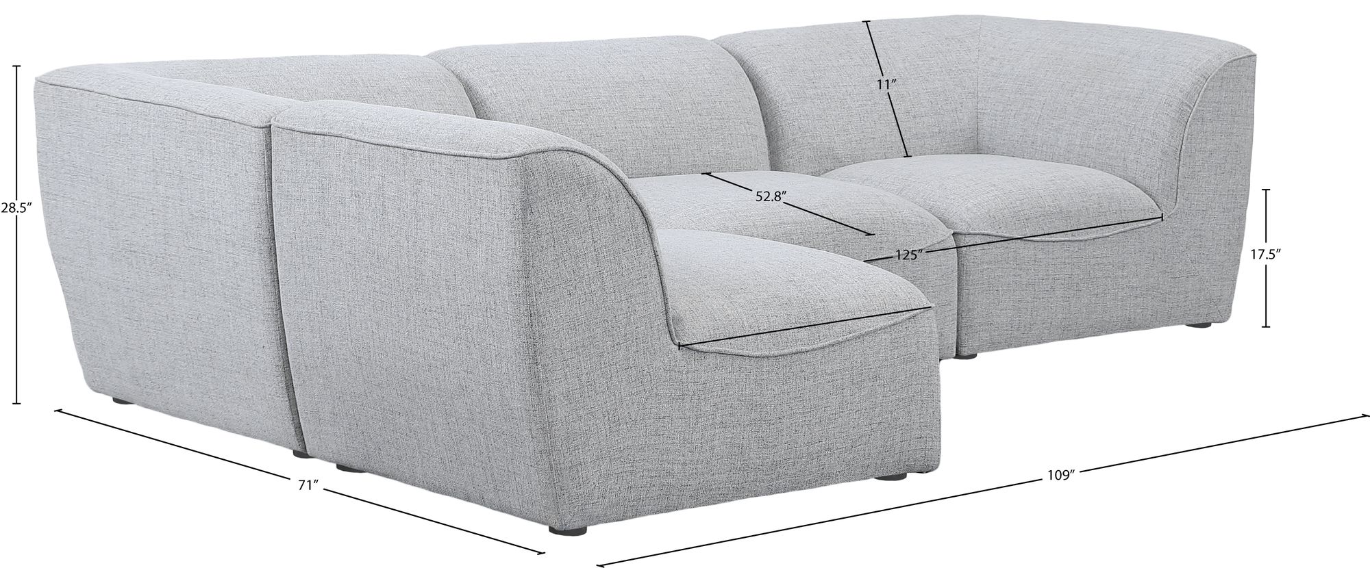 Miramar 109" 4-Piece Linen Modular Corner Sectional