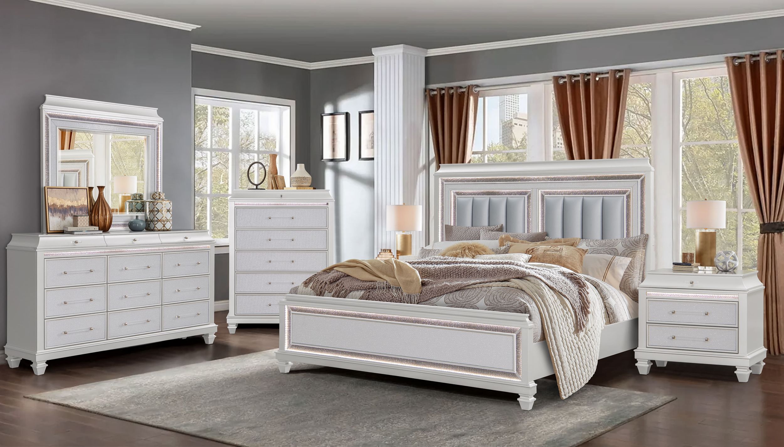 Sabrina King Bed with LED