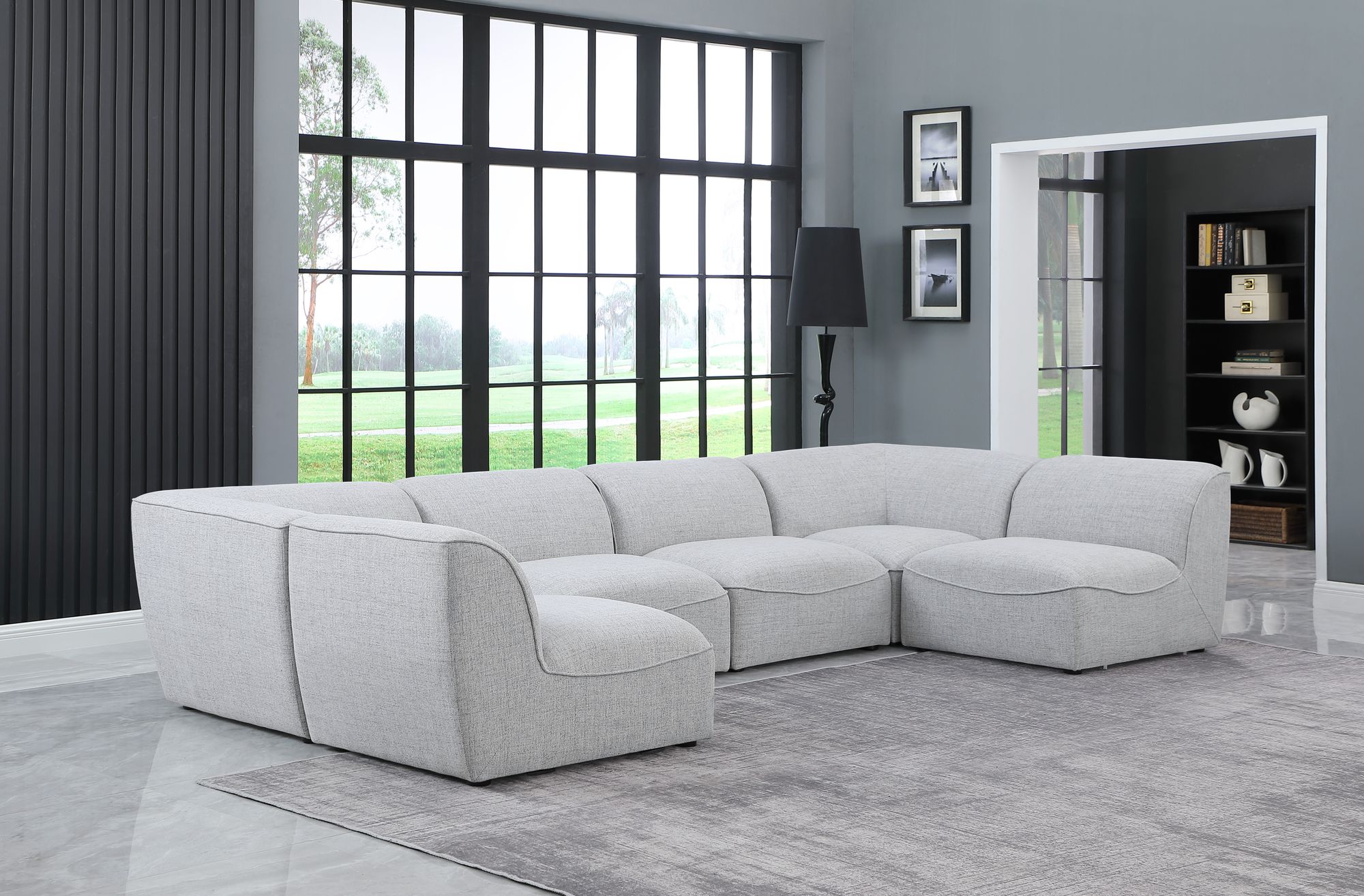 Miramar 142" 6-Piece Linen Fabric Modular U-Shape Corner Sectional Sofa