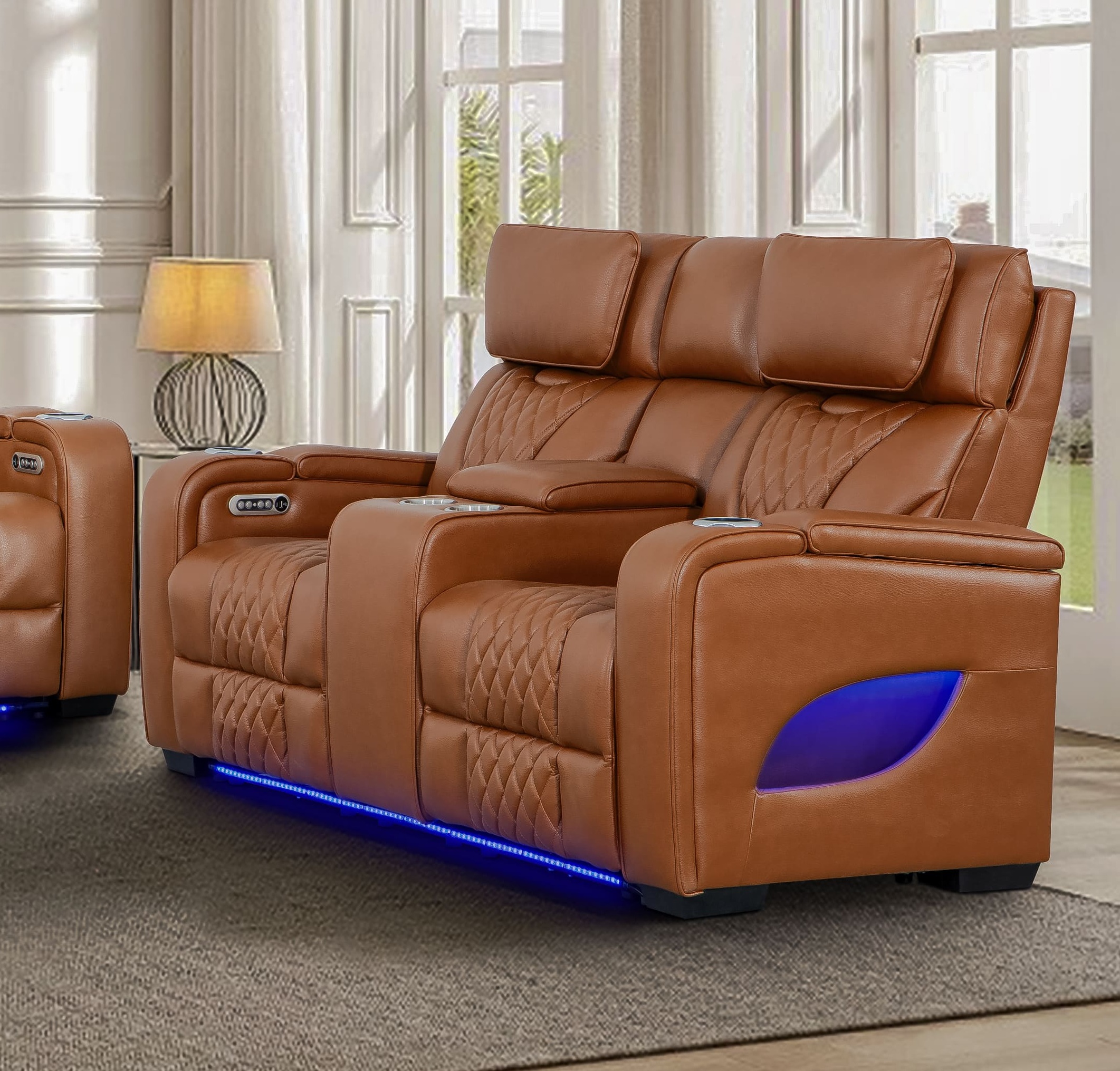 Chase Power Reclining Living Room Set with LED Lights and Wireless Charging