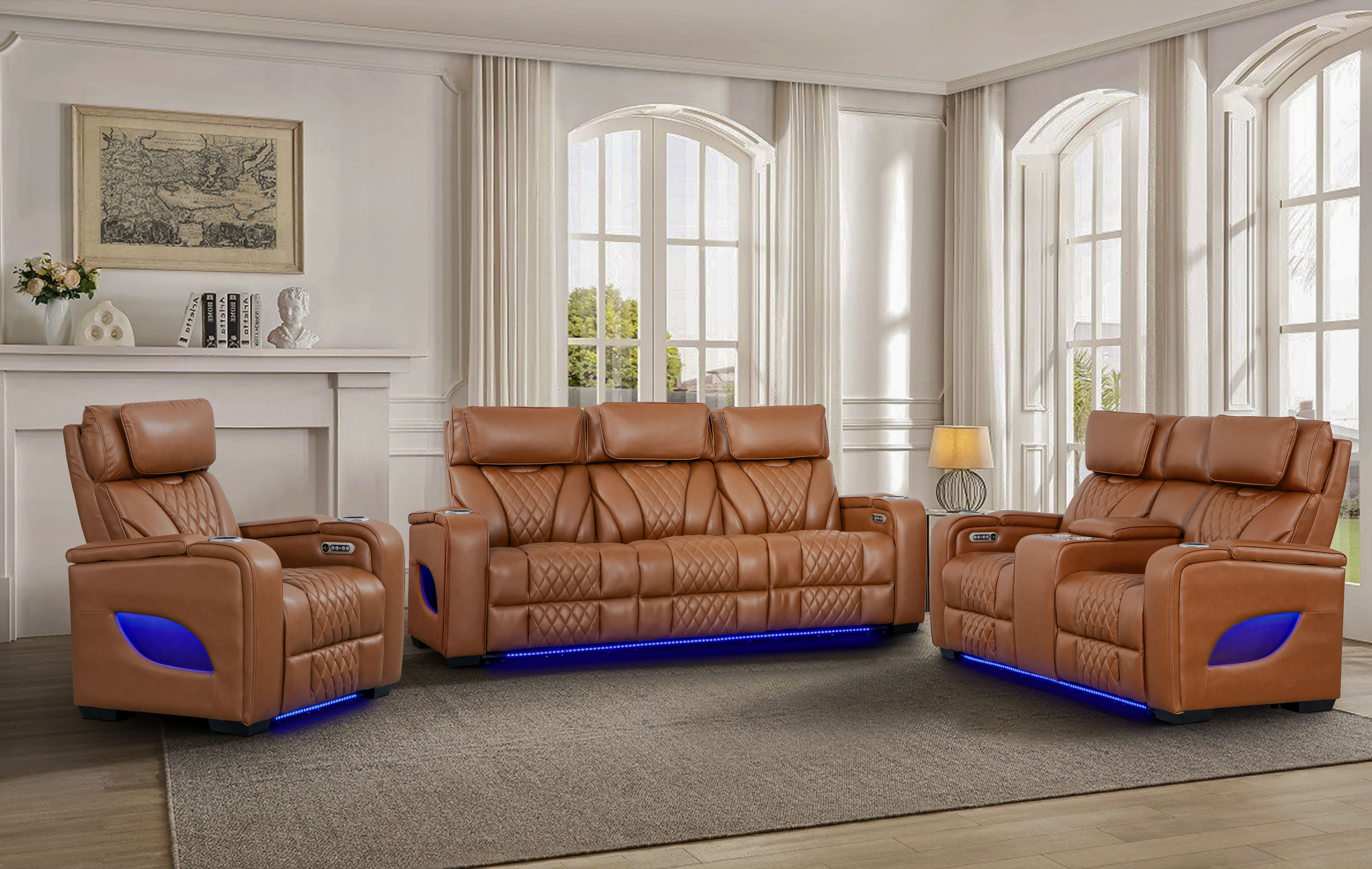 Chase Power Reclining Loveseat with Console & Multi LED Light