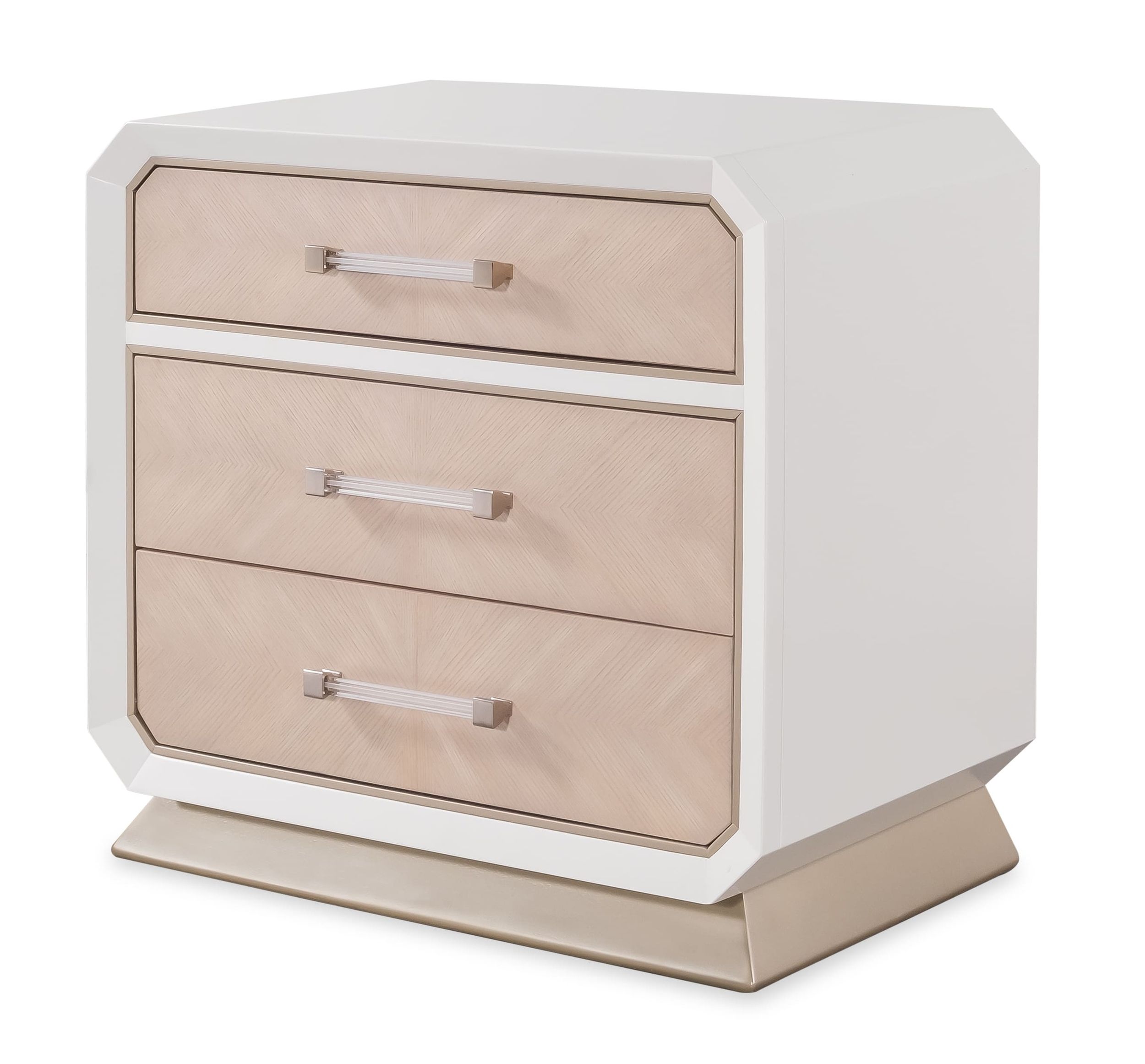 Dior Bedroom Set White & Champagne Contemporary Upholstered Bedroom Furniture with Silver Accents