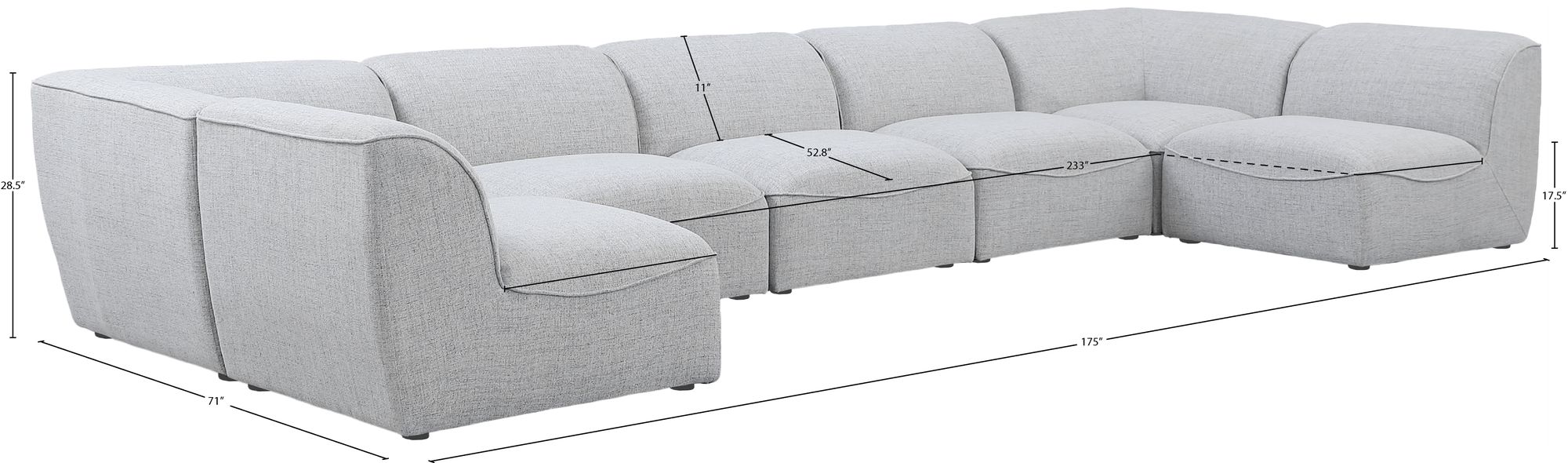 Miramar 175" 7-Piece Linen Modular Sectional