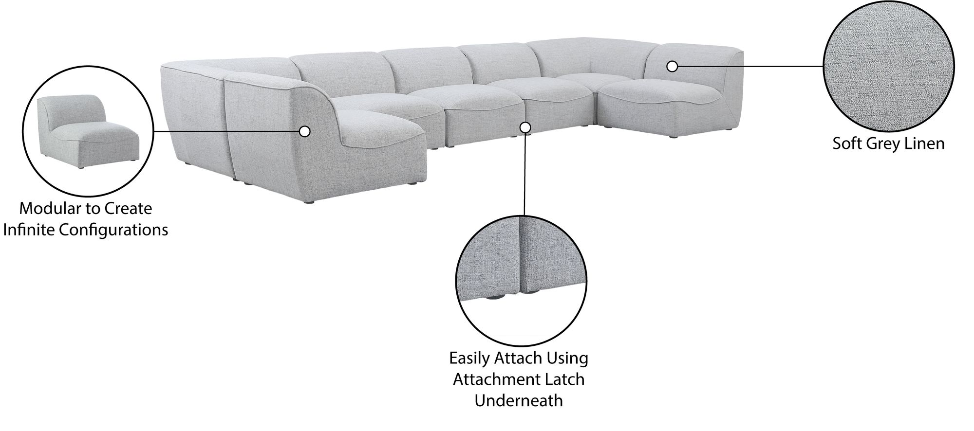 Miramar 175" 7-Piece Linen Modular Sectional