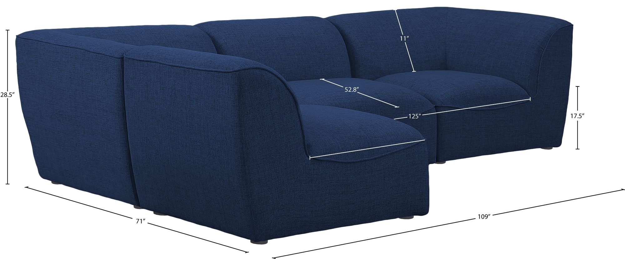 Miramar 109" 4-Piece Linen Fabric Modular Corner Sectional Sofa
