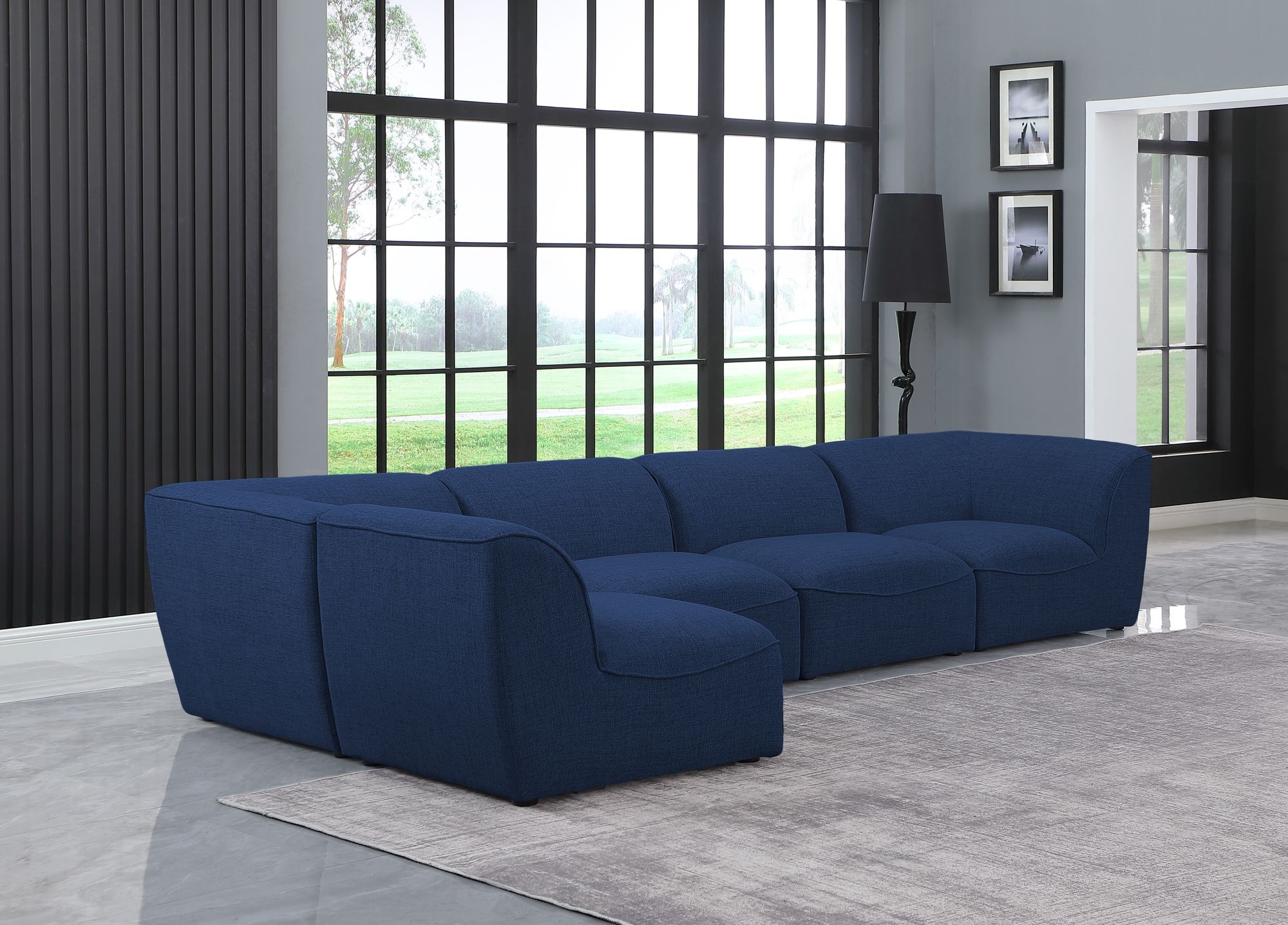 Miramar 142" 5-Piece Linen Fabric Modular Corner Sectional Sofa