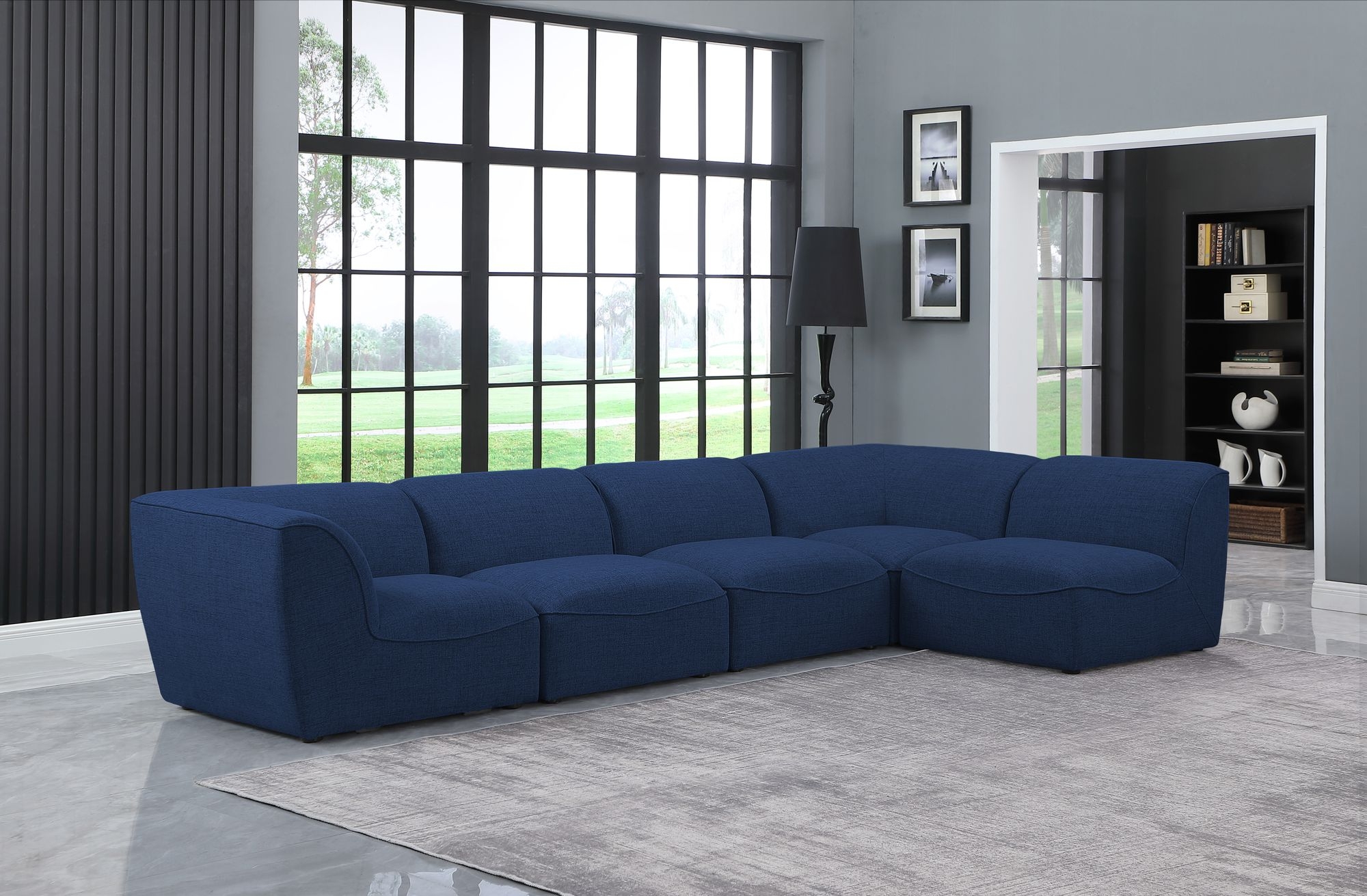 Miramar 142" 5-Piece Linen Fabric Modular Corner Sectional Sofa