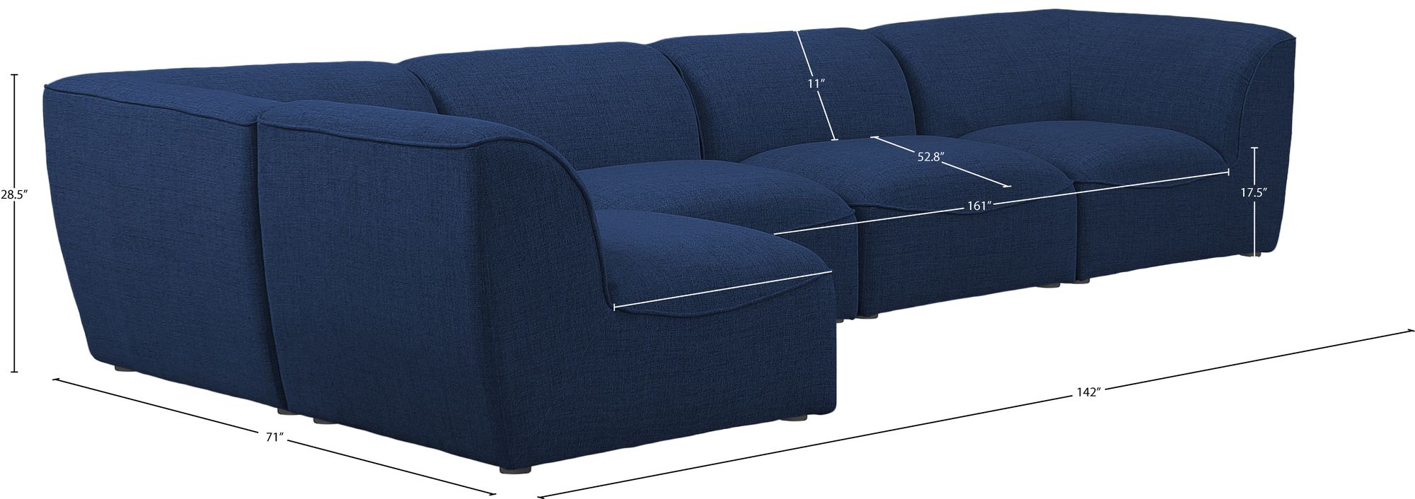 Miramar 142" 5-Piece Linen Modular Corner Sectional