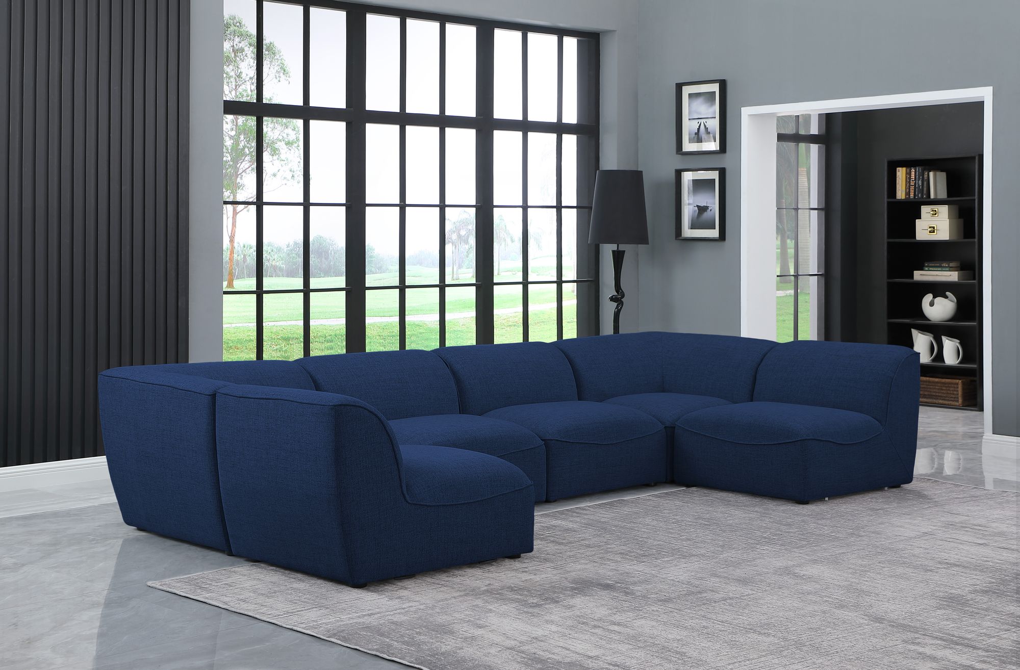 Miramar 142" 6-Piece Linen Modular U-Shape Corner Sectional