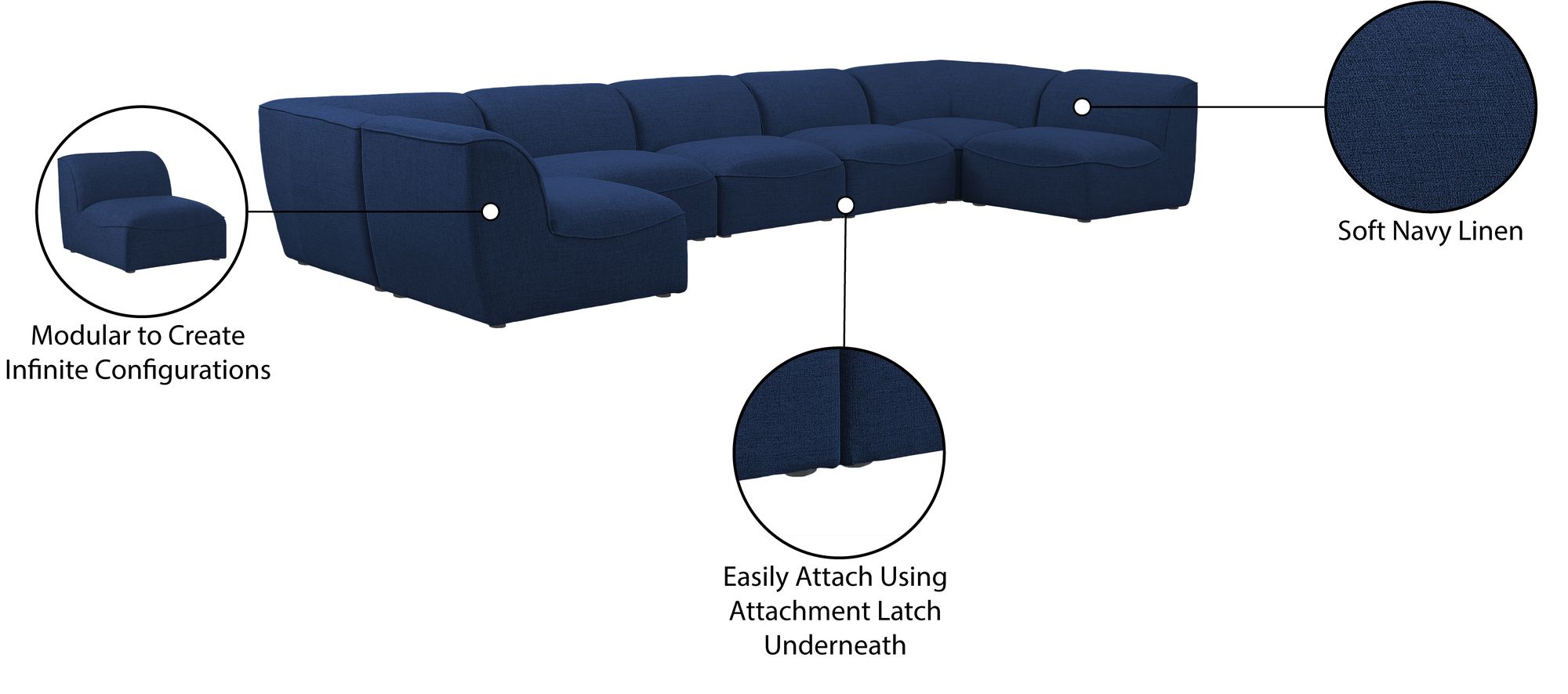 Miramar 175" 7-Piece Linen Modular Sectional