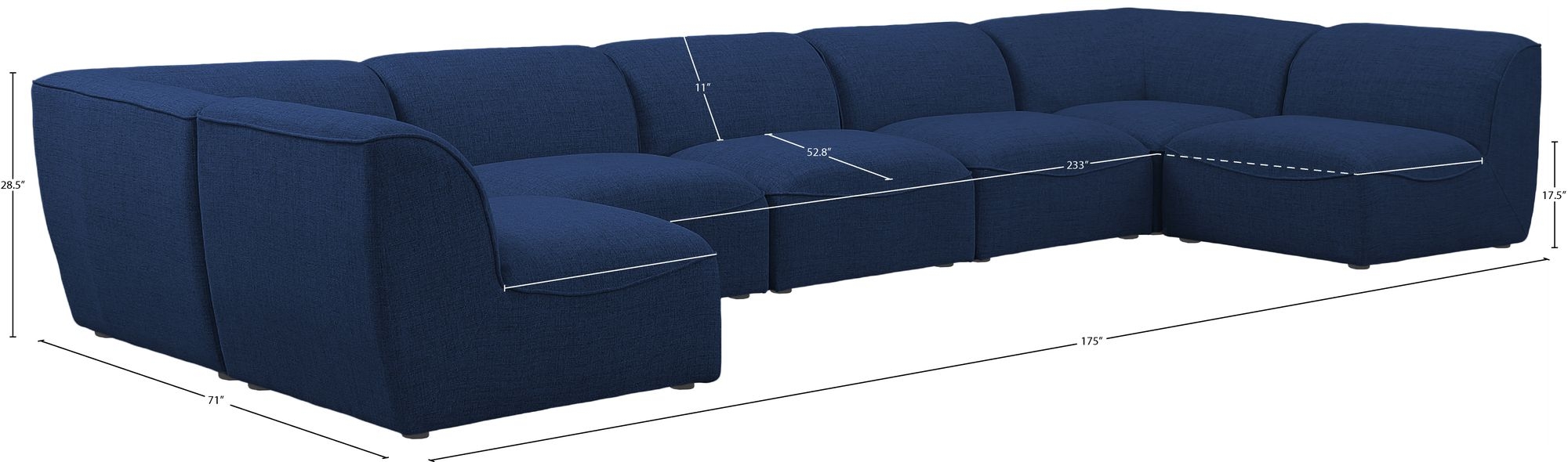 Miramar 175" 7-Piece Linen Fabric Modular Sectional Sofa