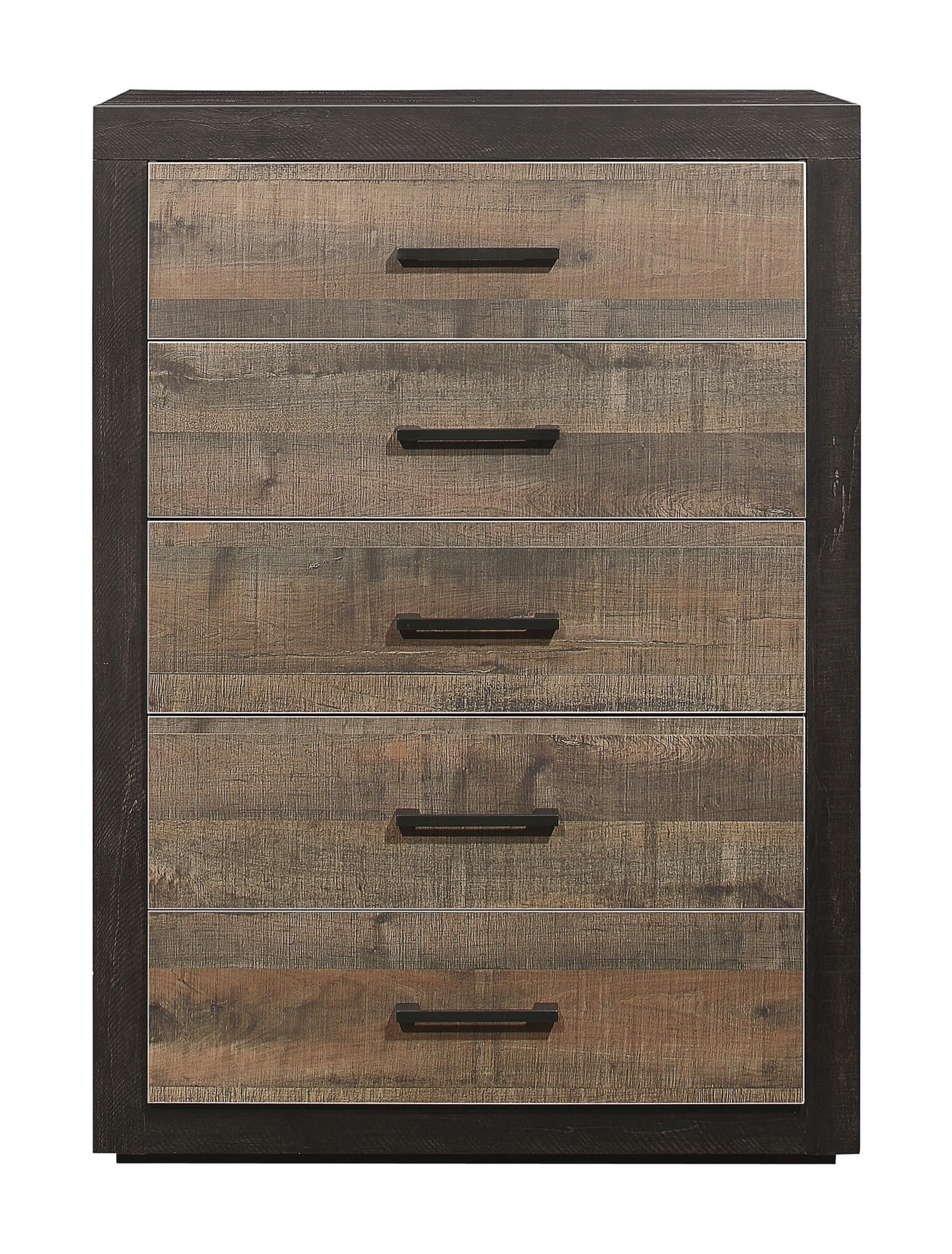 Miter Wood/Wood Veneer Platform Bedroom Set w/ Footboard Storage