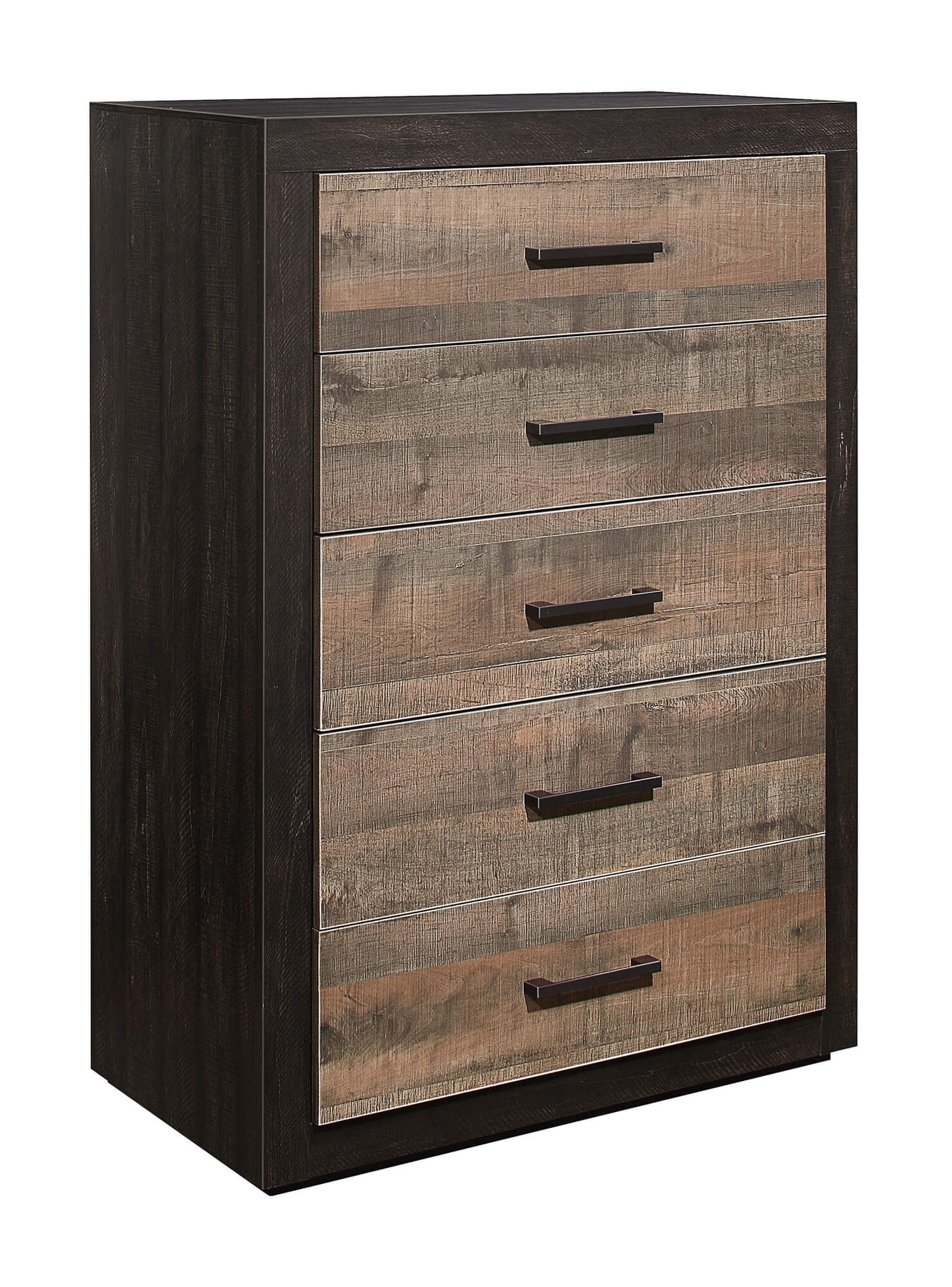 Miter Wood/Wood Veneer Platform Bedroom Set w/ Footboard Storage