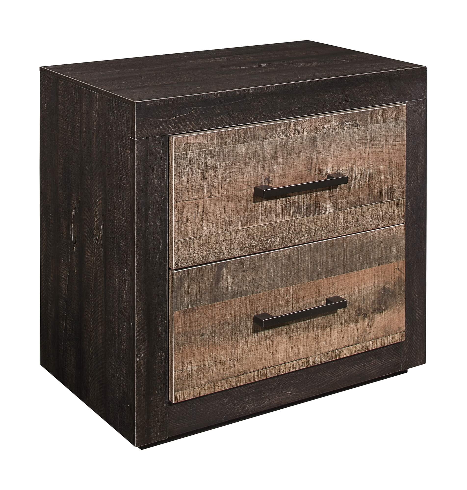 Miter Wood/Wood Veneer Platform Bedroom Set w/ Footboard Storage