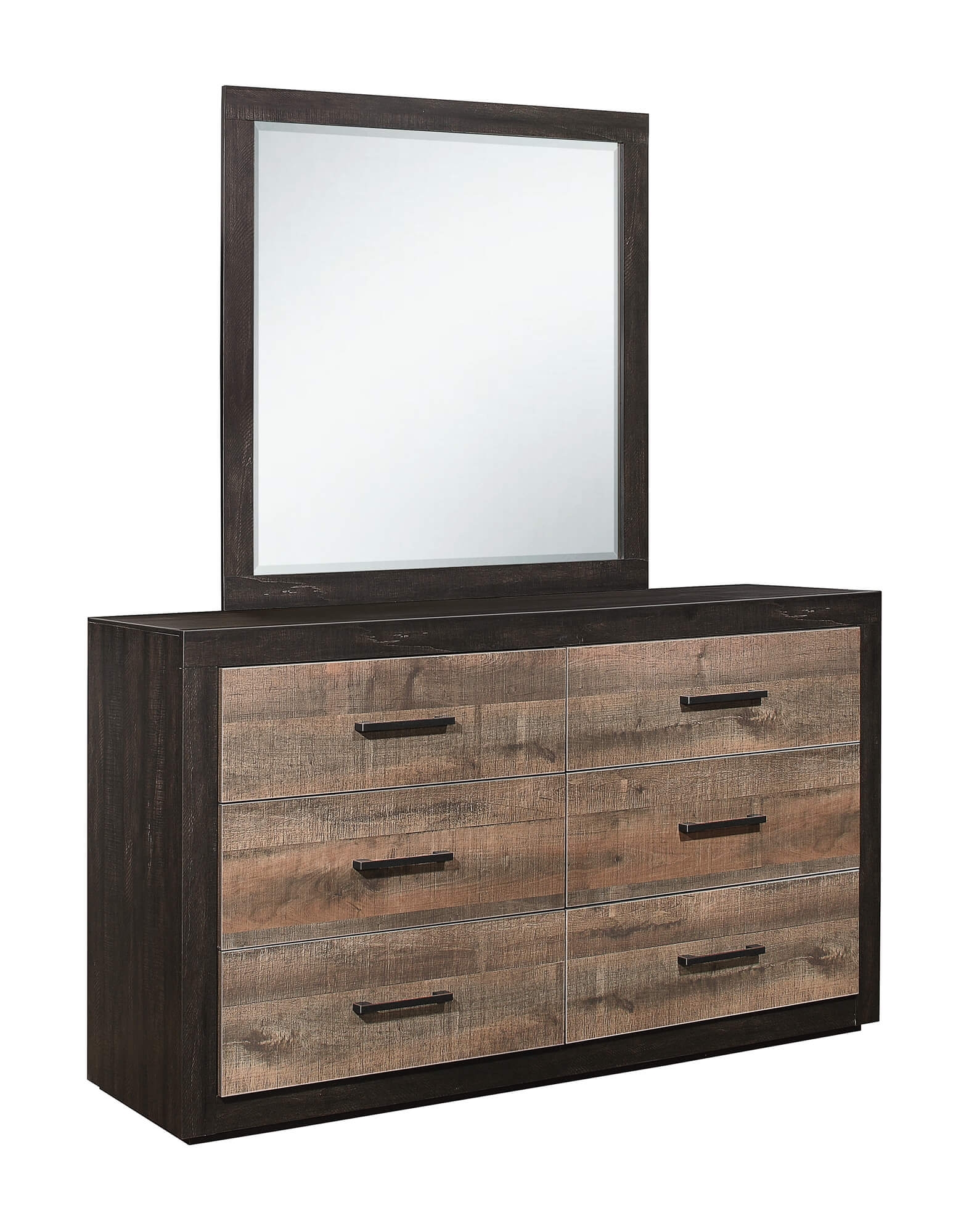 Miter Wood/Wood Veneer Platform Bedroom Set w/ Footboard Storage