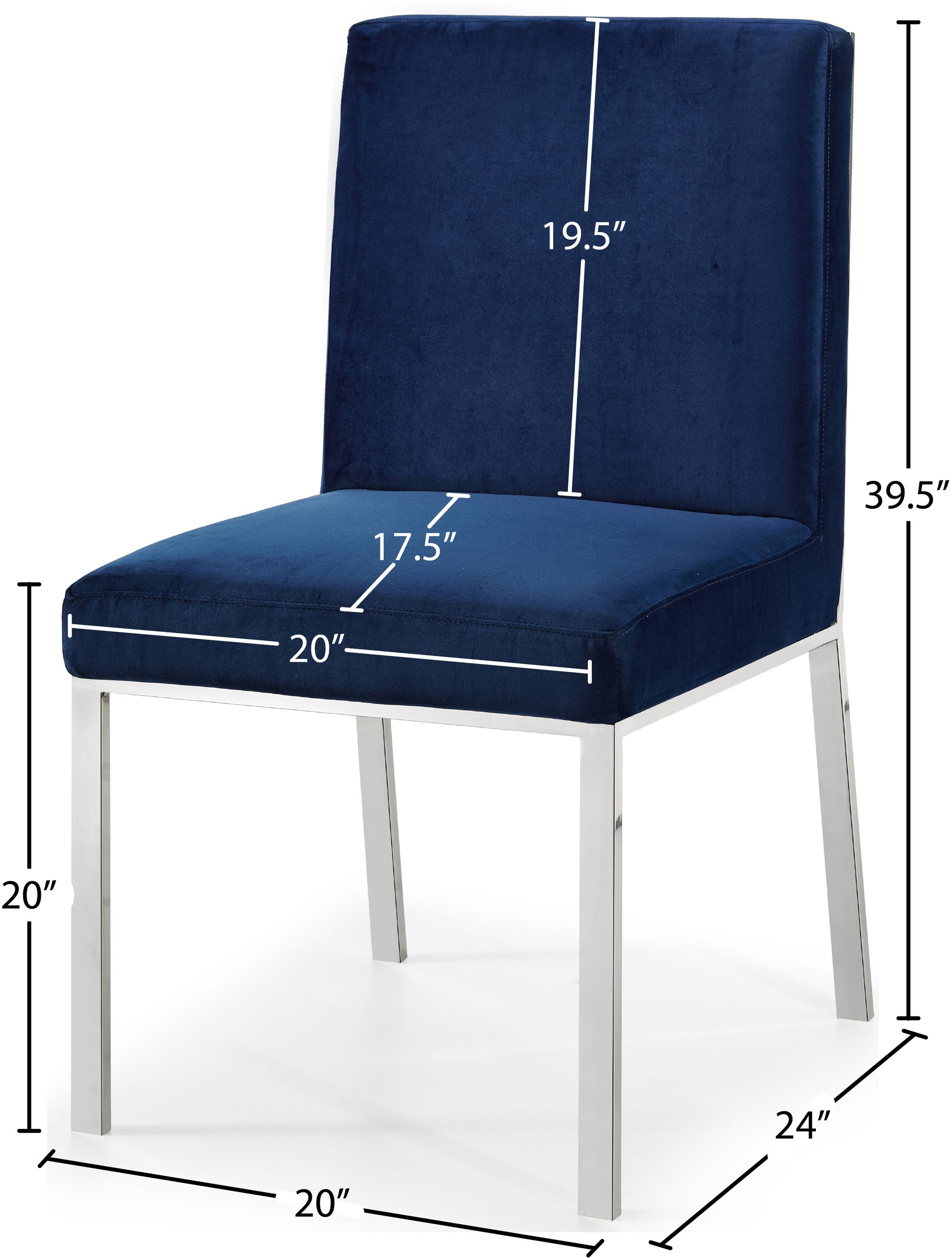 Opal Velvet Dining Chair with Chrome Stainless Steel Base