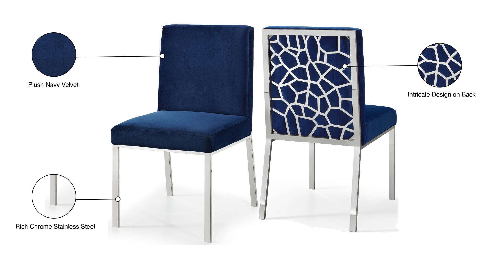 Opal Velvet Dining Chair with Chrome Stainless Steel Base