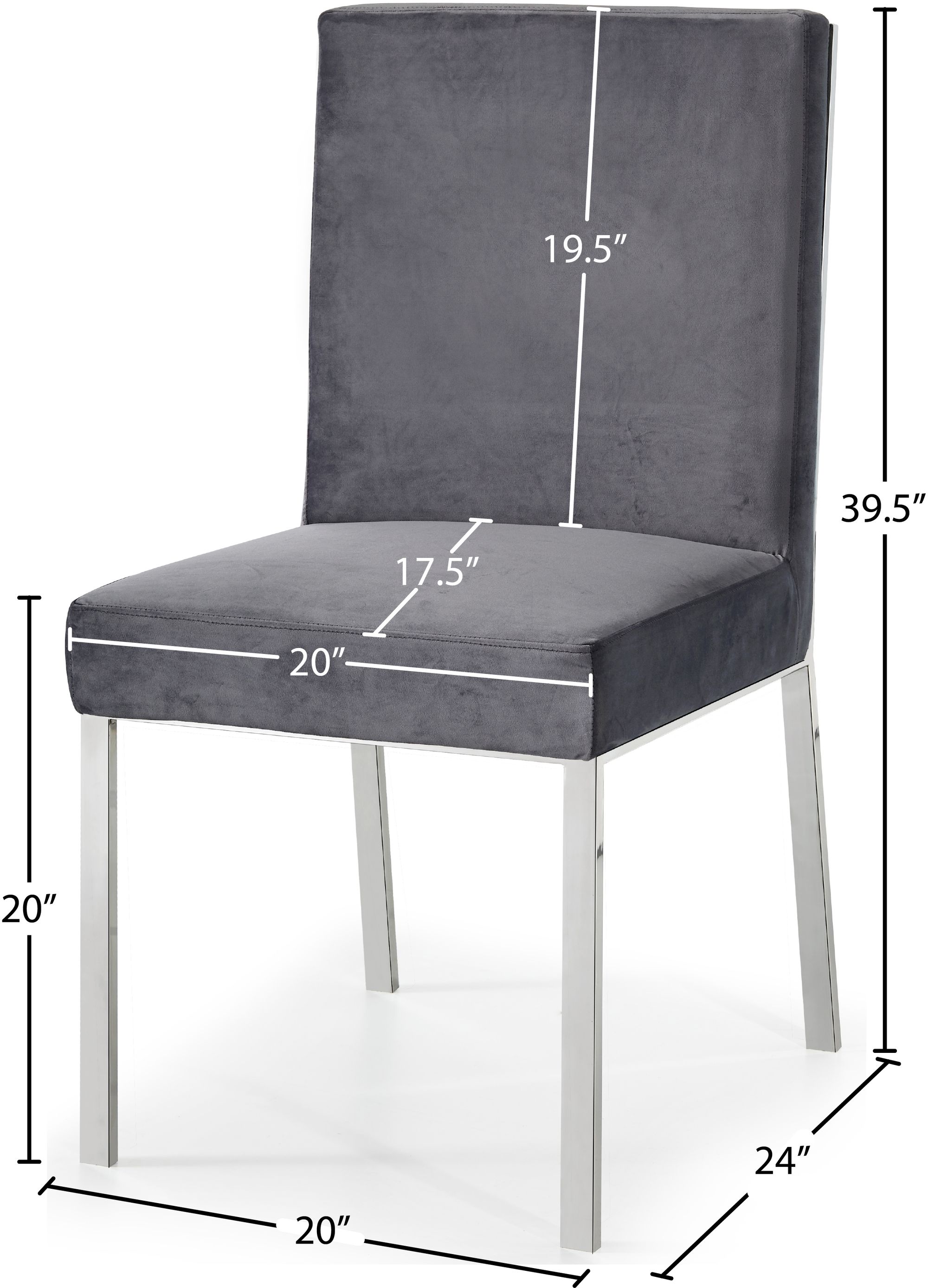 Opal Velvet Dining Chair with Chrome Stainless Steel Base