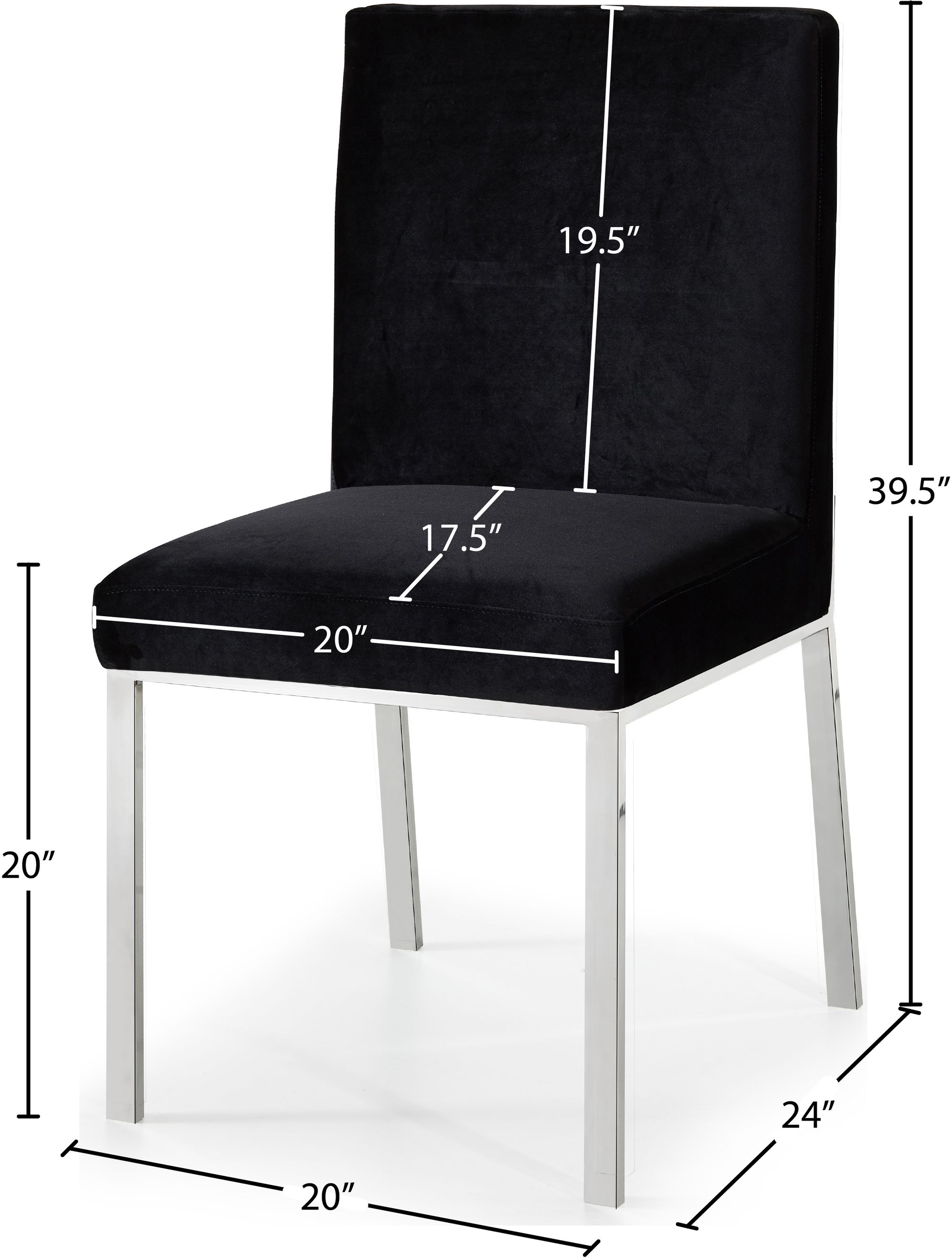 Opal Velvet Dining Chair with Chrome Stainless Steel Base