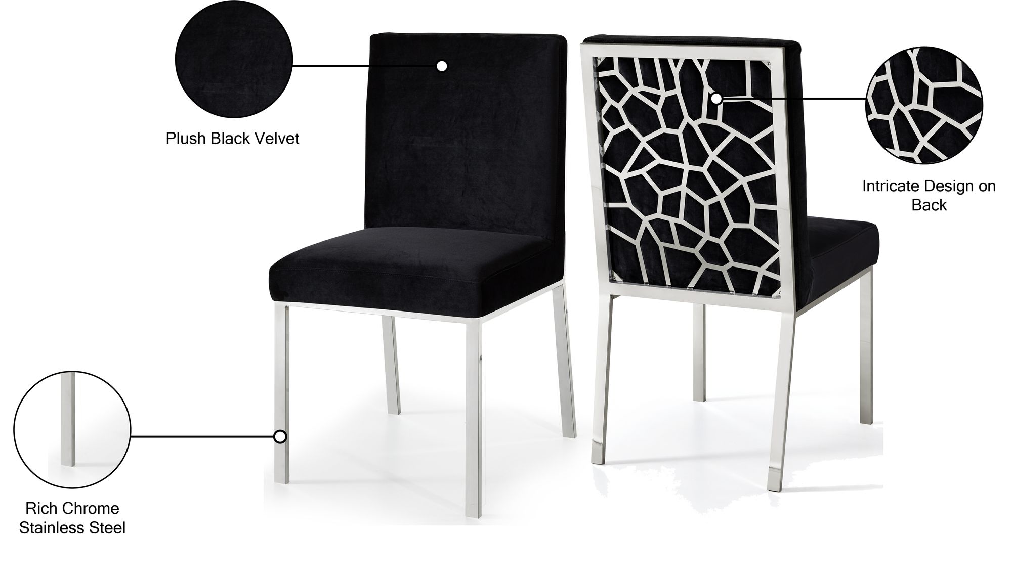 Opal Velvet Dining Chair with Chrome Stainless Steel Base
