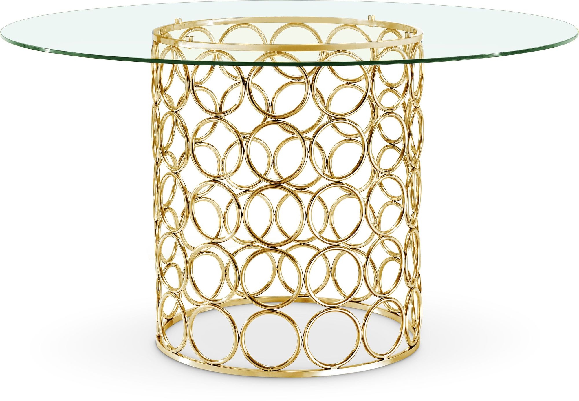 Opal 54" Round Glass Dining Table with Stainless Steel Base