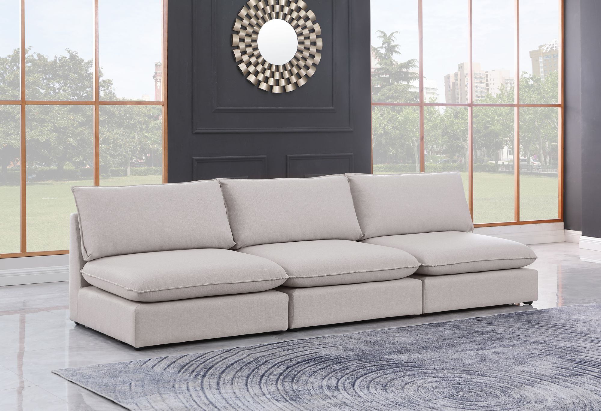 Mackenzie 120" Linen Armless Modular Sofa